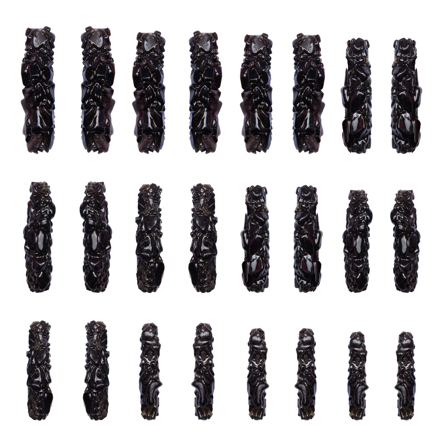 Black Obsidian Crystal Handmade Nails 24pcs H182