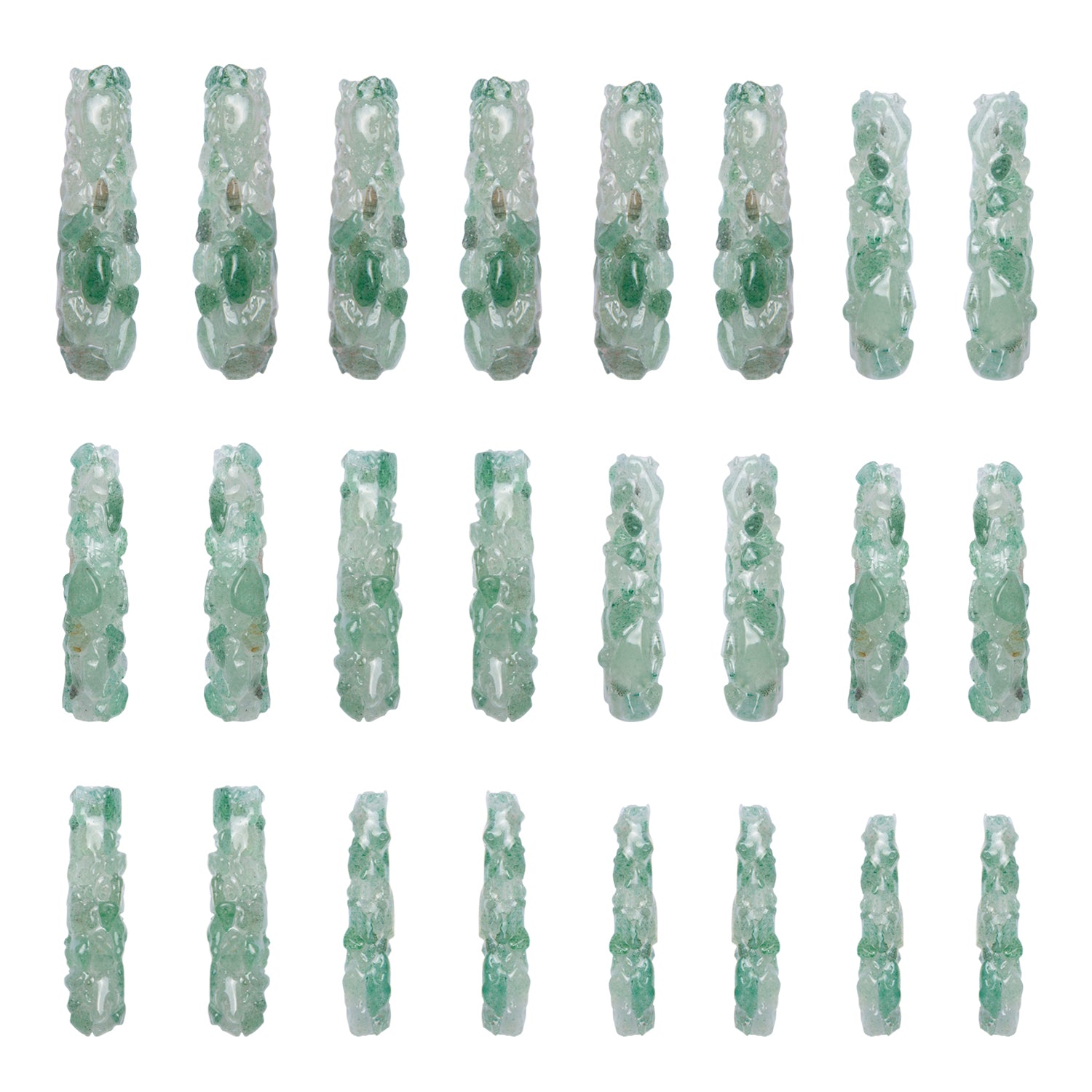 Green Aventurine Crystal Handmade Nails 24pcs H183