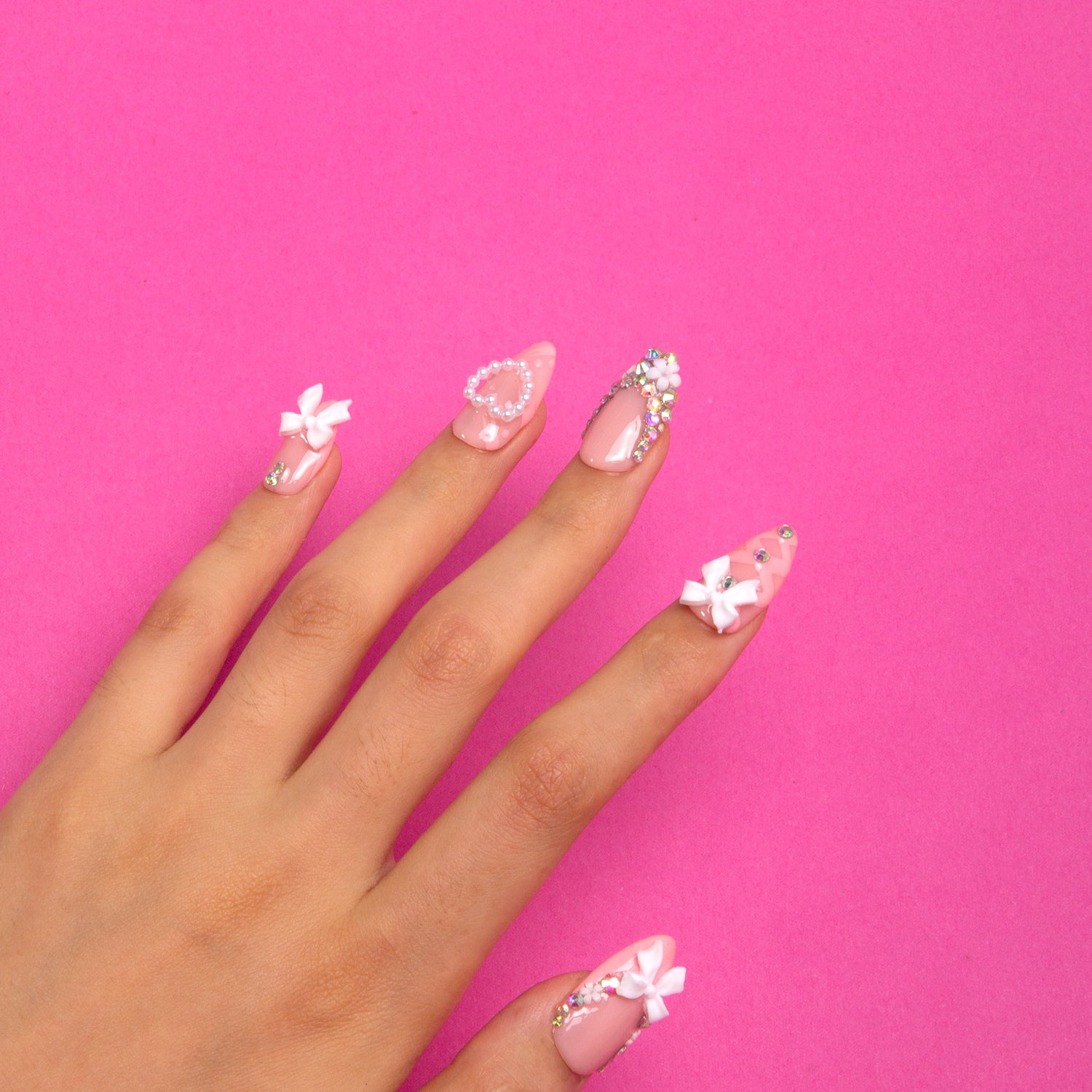 Vintage Shortcake Handmade Almond Nails H187 RTS