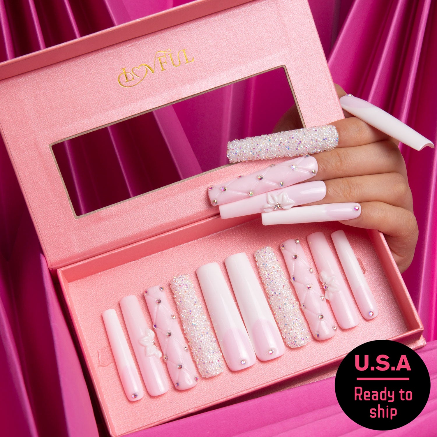Faded Parfum Handmade Square Nails H191 RTS
