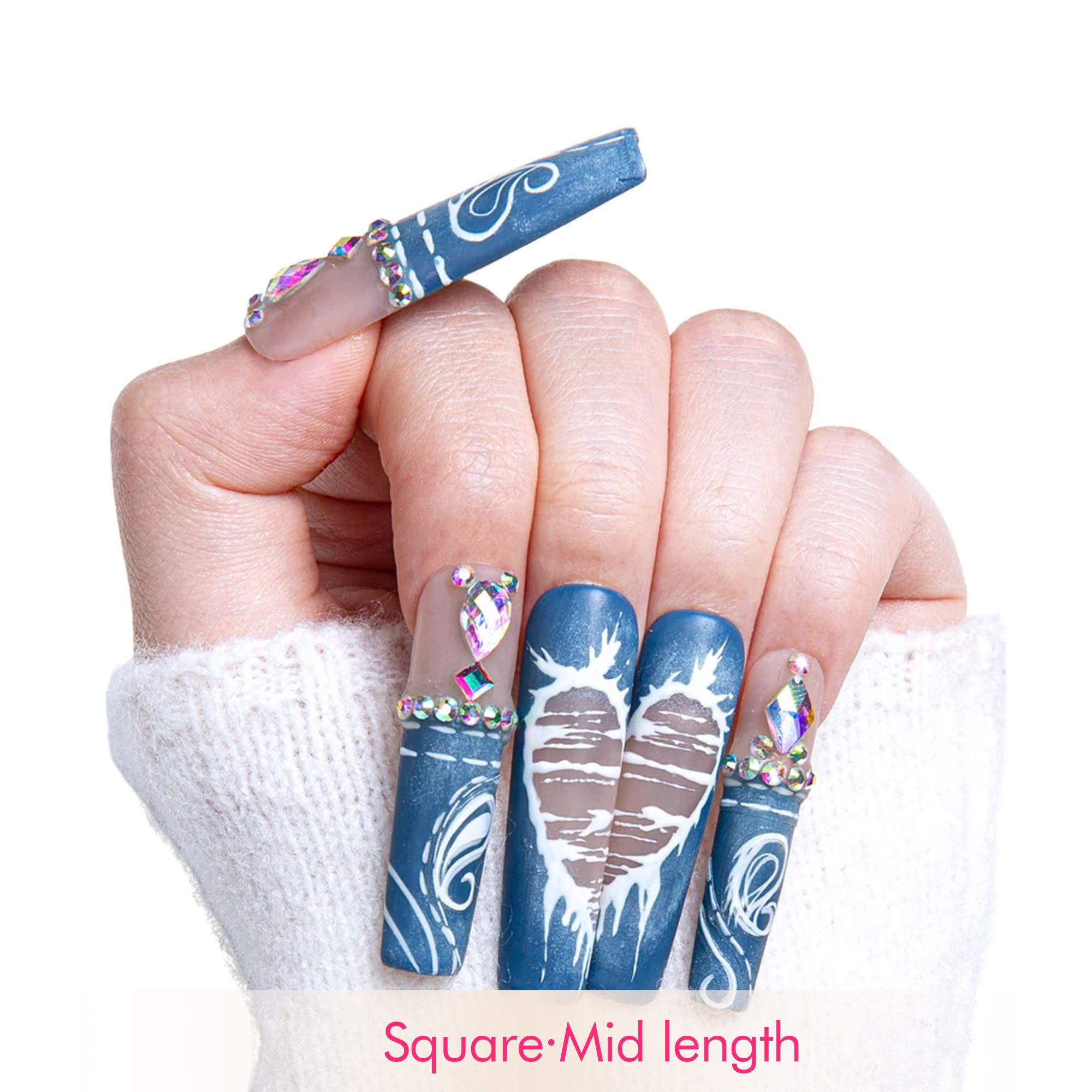 Denim Seraph Blue Handmade Nails H194