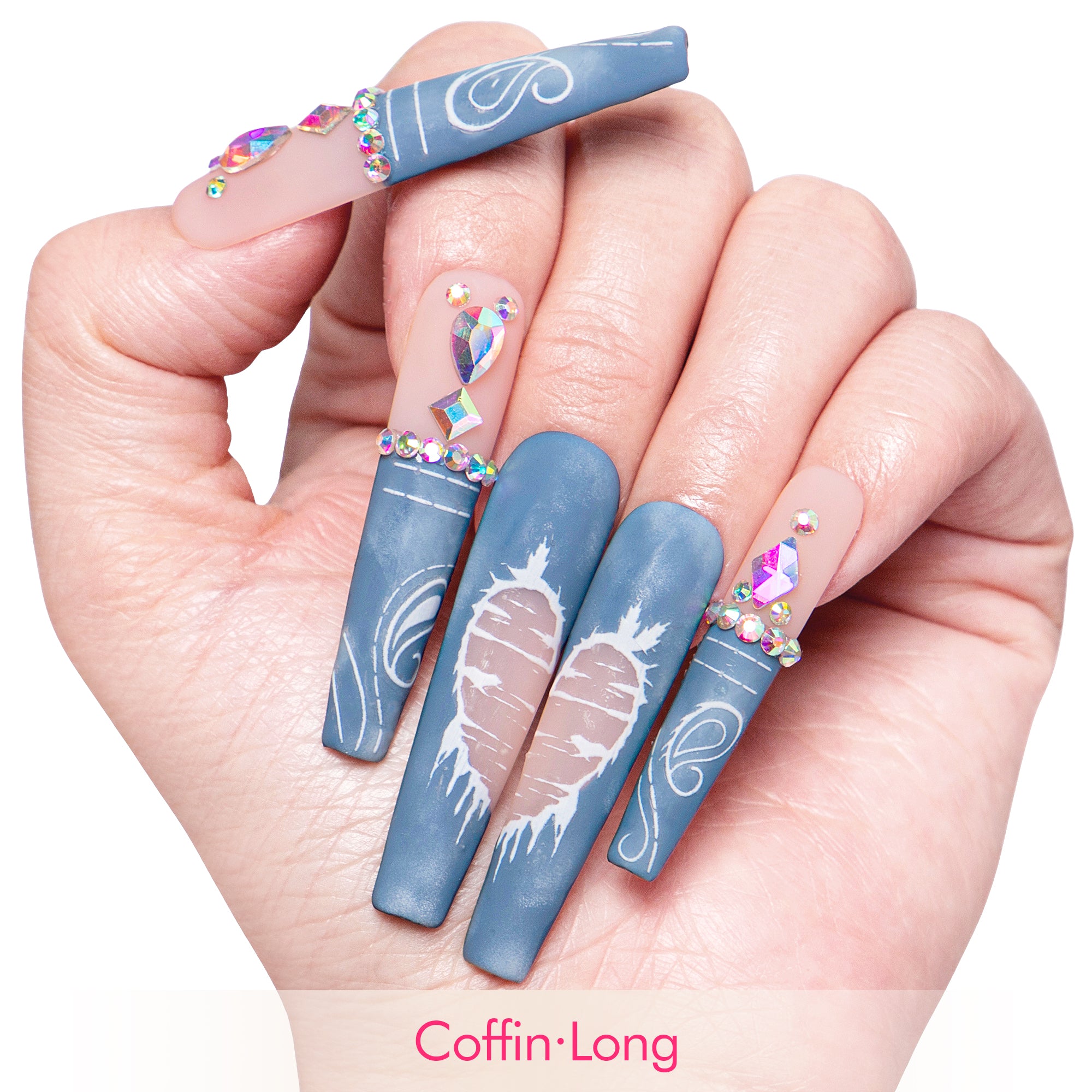 Denim Seraph Blue Handmade Nails H194