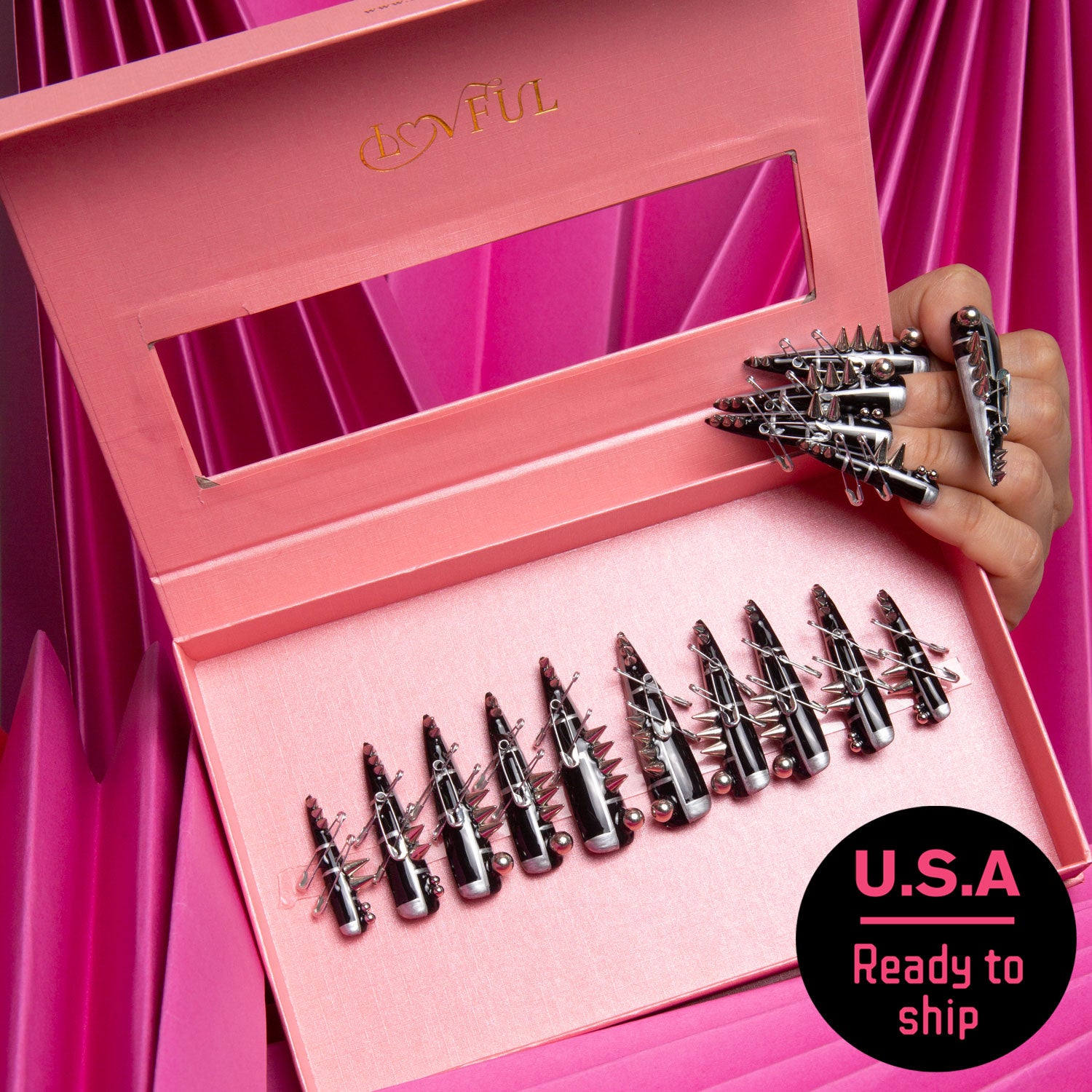 Slayer Handmade Stiletto Nails H201 RTS
