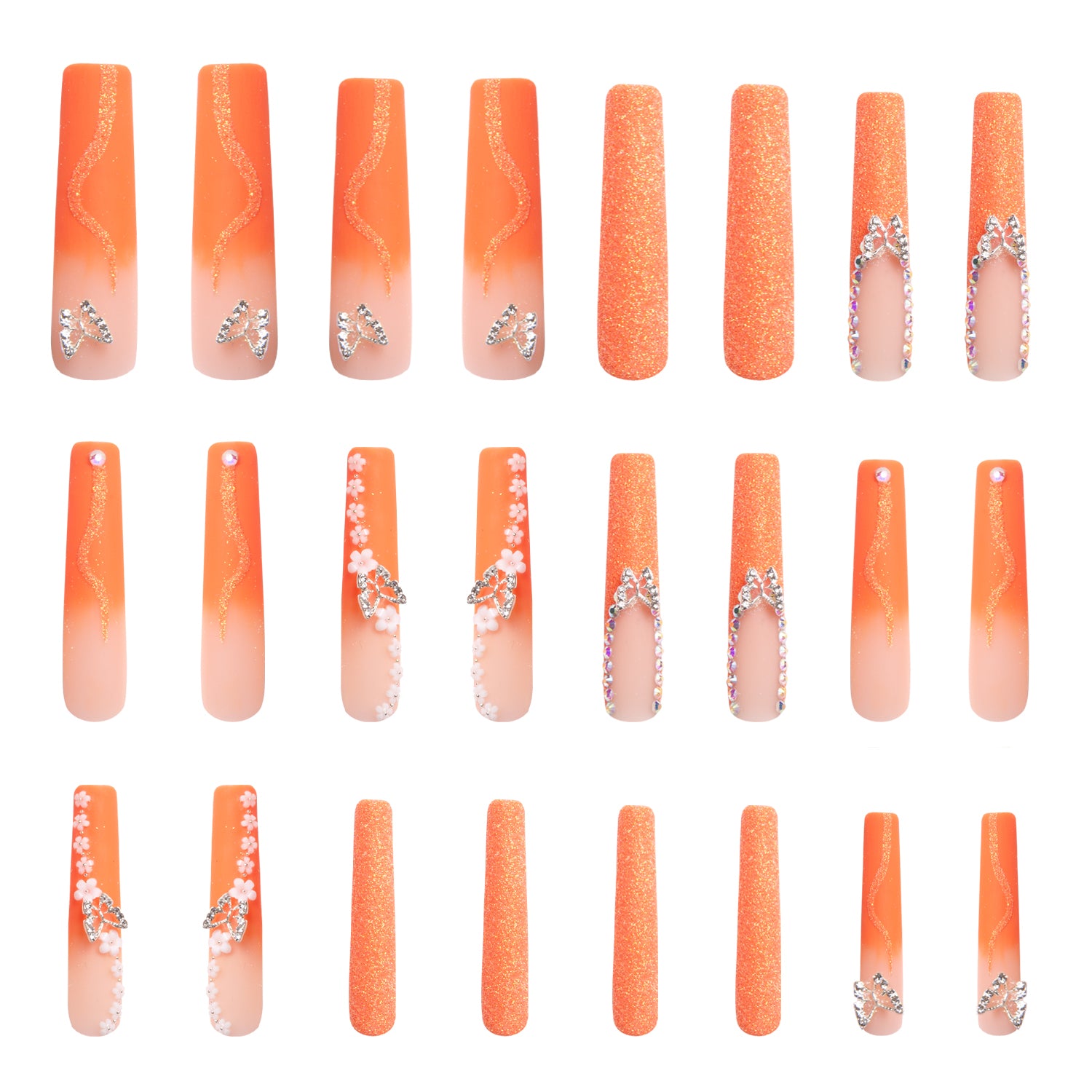 Citrus Bloom Handmade Nails 24pcs H209