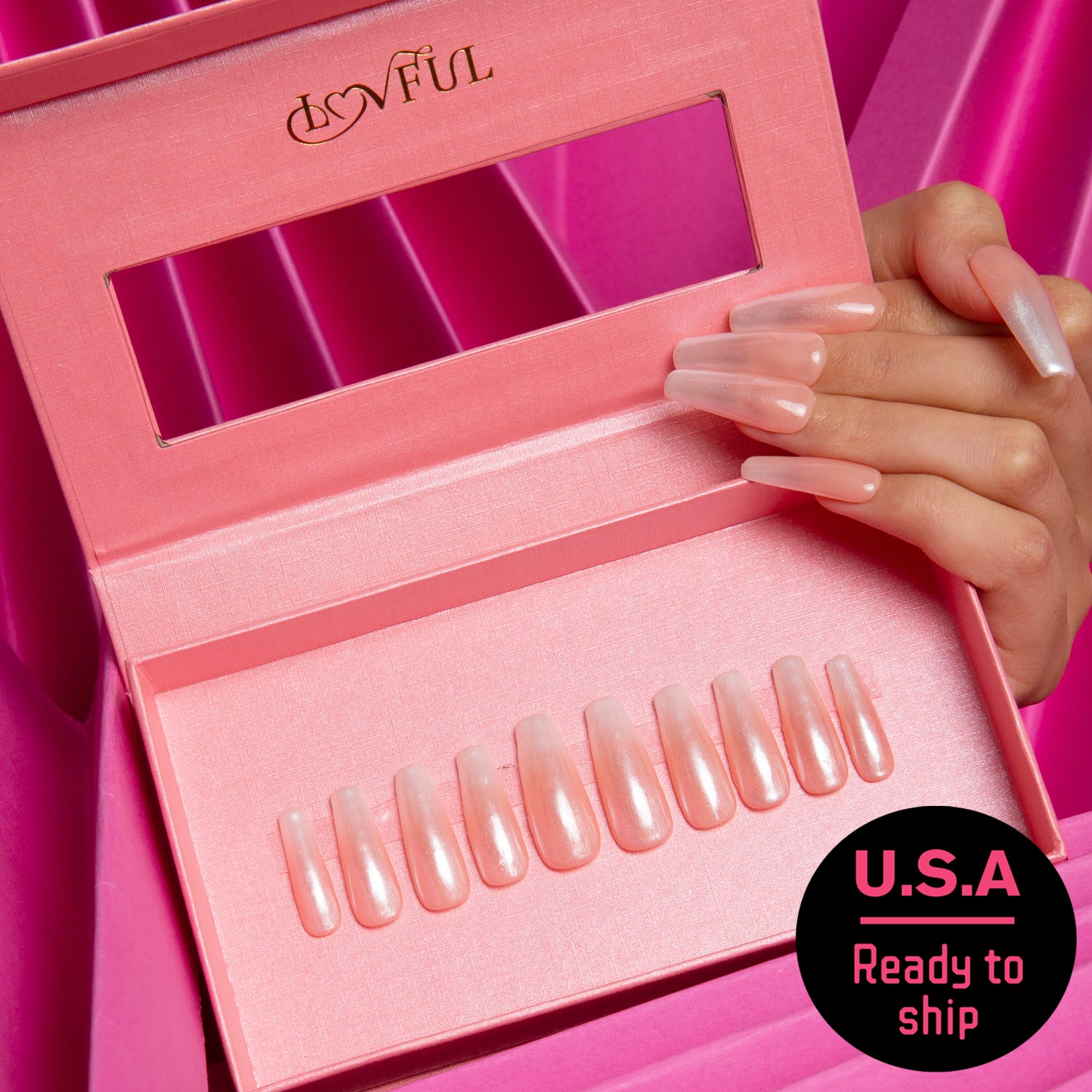 Blushing Bride Handmade Coffin Nails H21 RTS