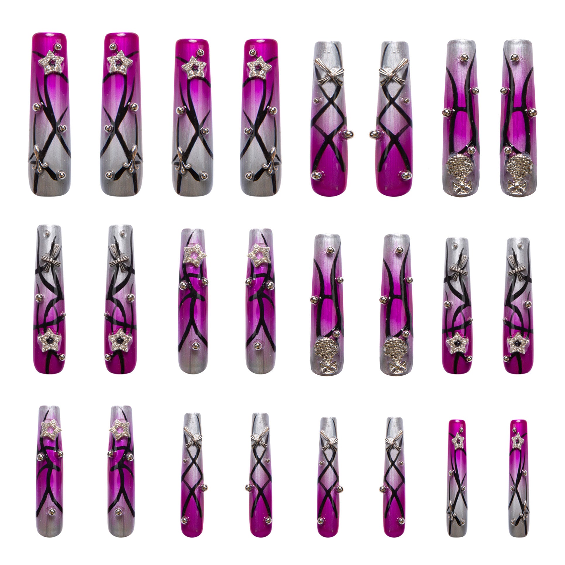Galaxy Seeker Handmade Nails 24pcs H210