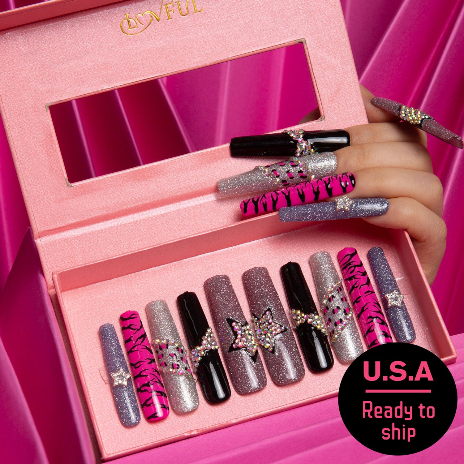 Punk Princess Handmade Square Nails H218 RTS