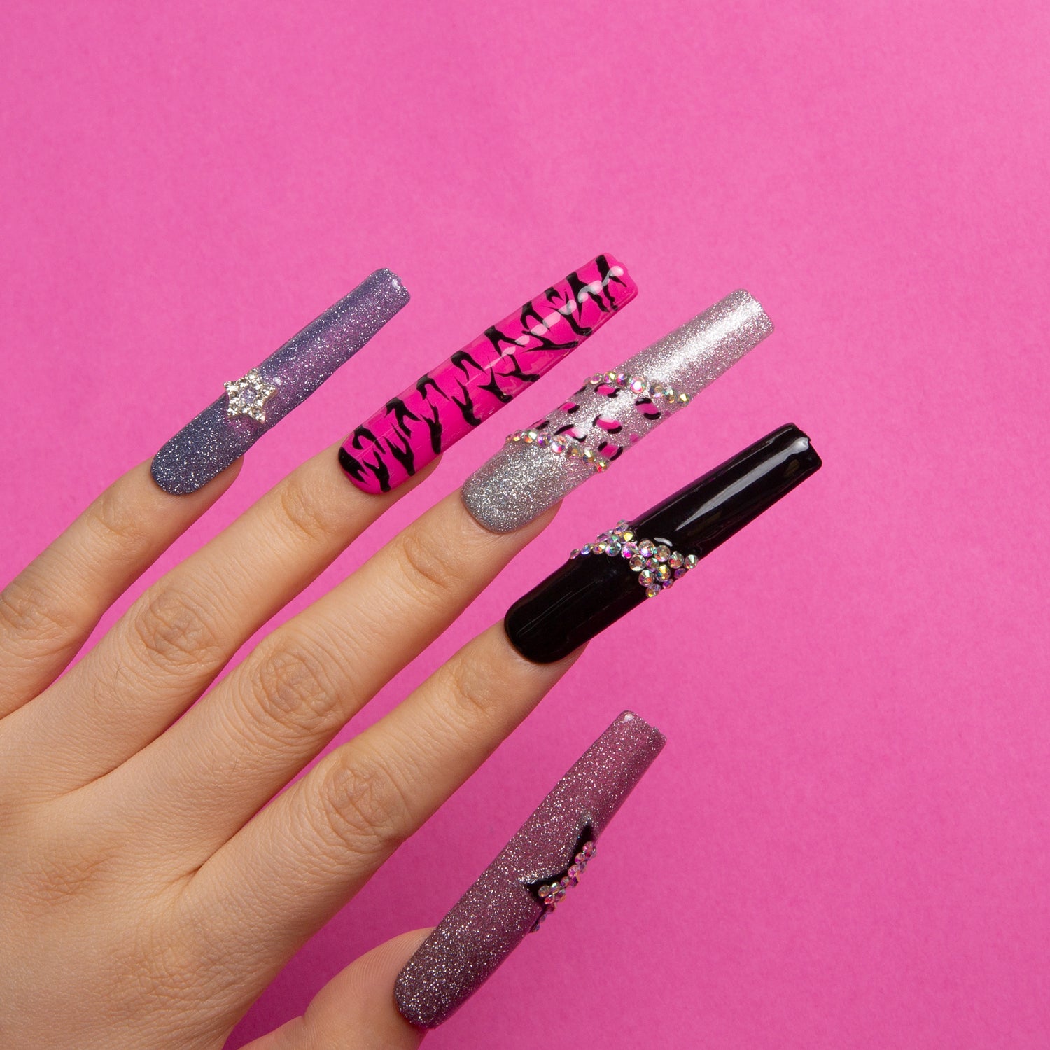 Punk Princess Handmade Square Nails H218 RTS