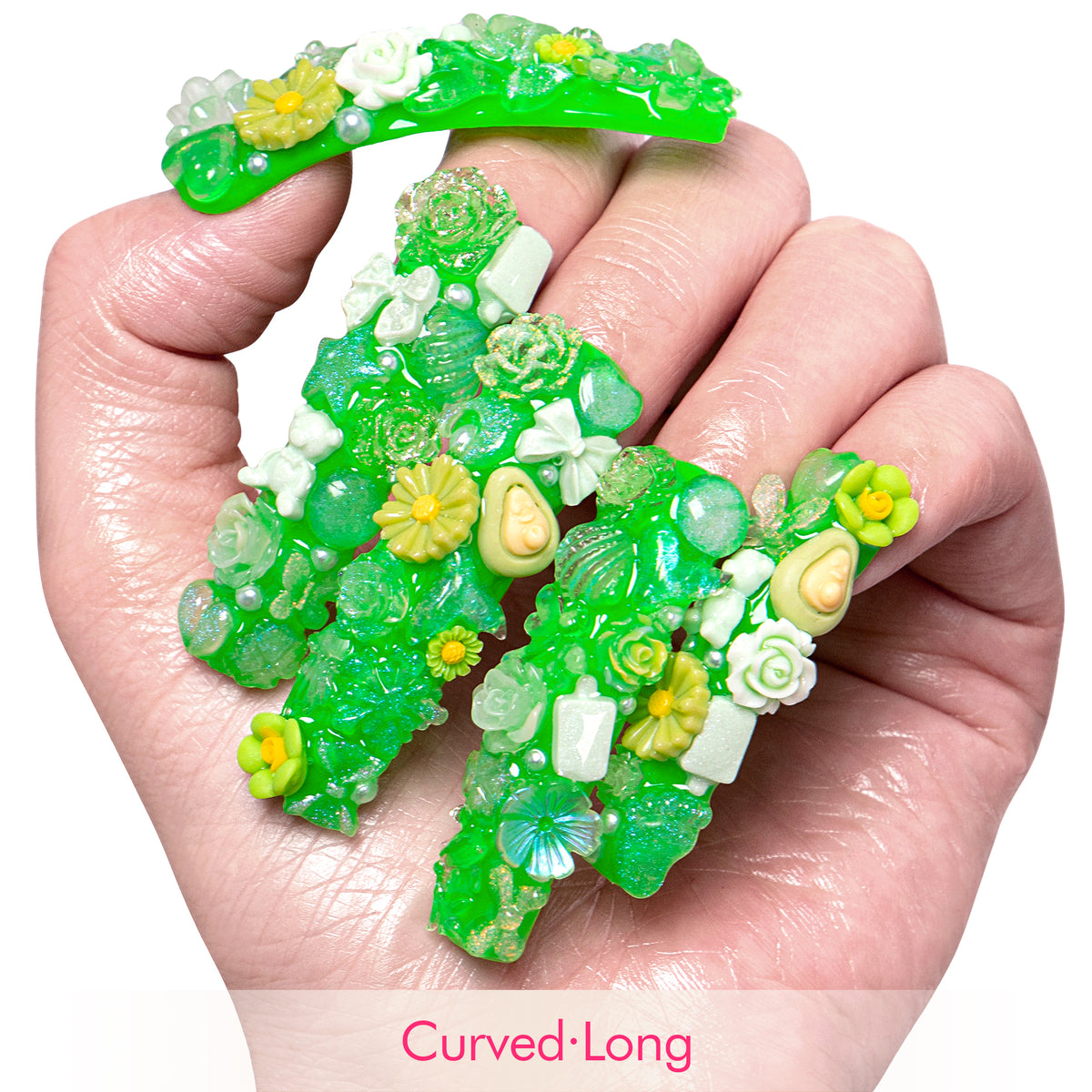 Green Glow Magic Handmade Nails GLOW IN THE DARK H219