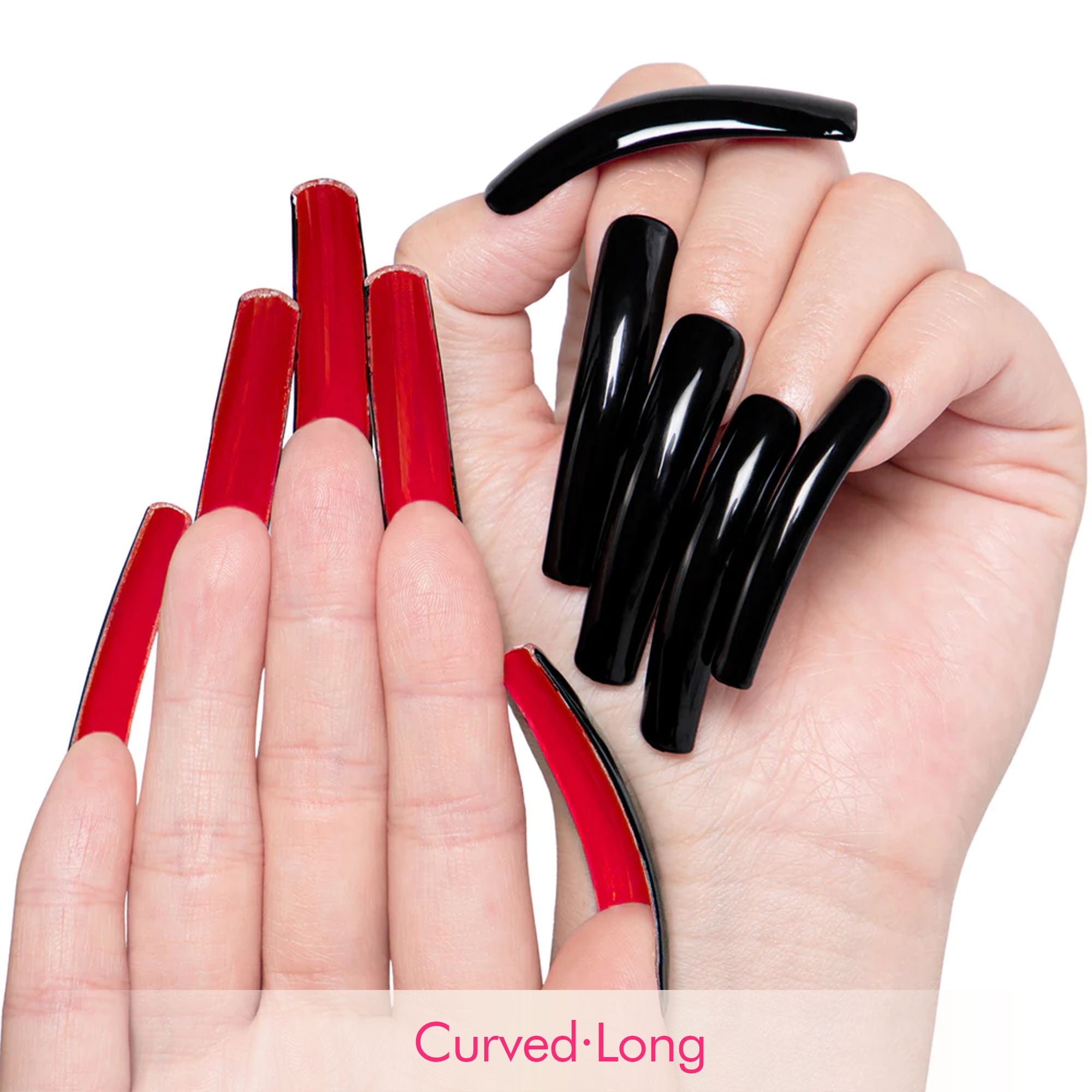 Red Sole Black and Red Handmade Nails H22