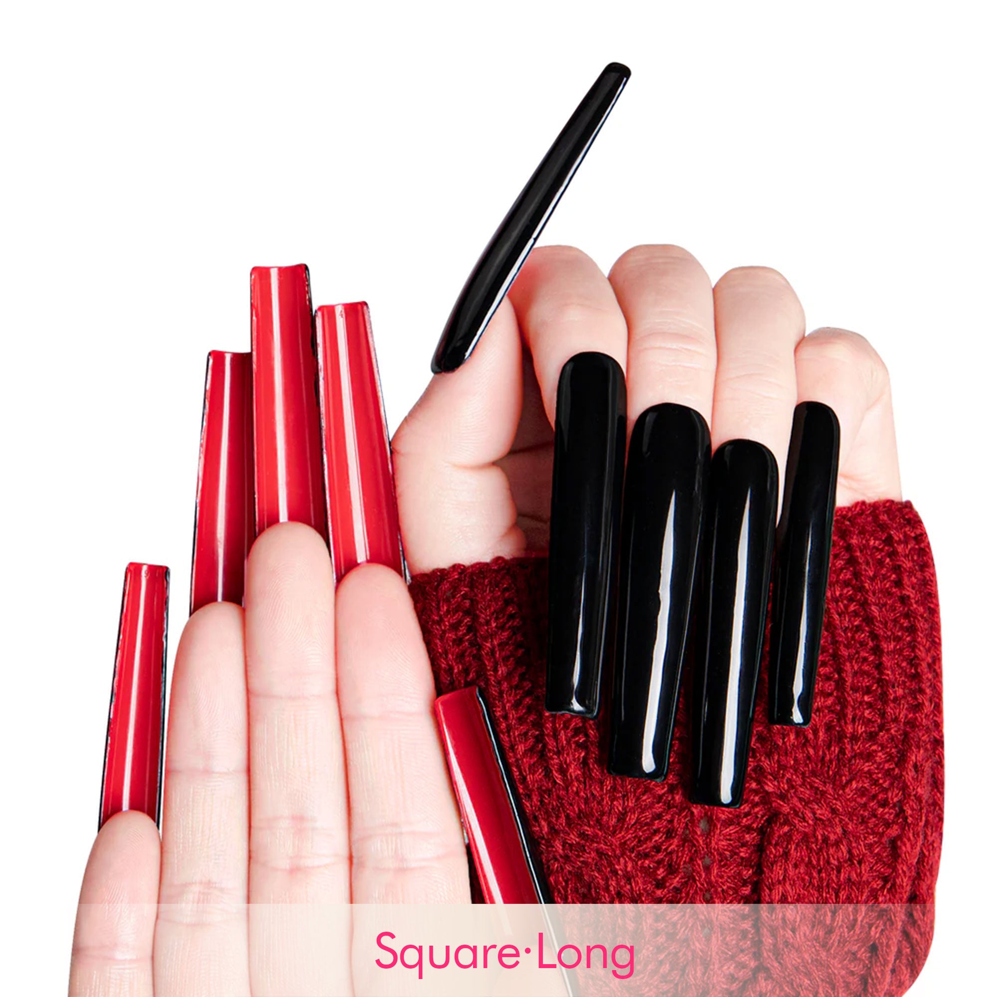 Red Sole Black and Red Handmade Nails H22