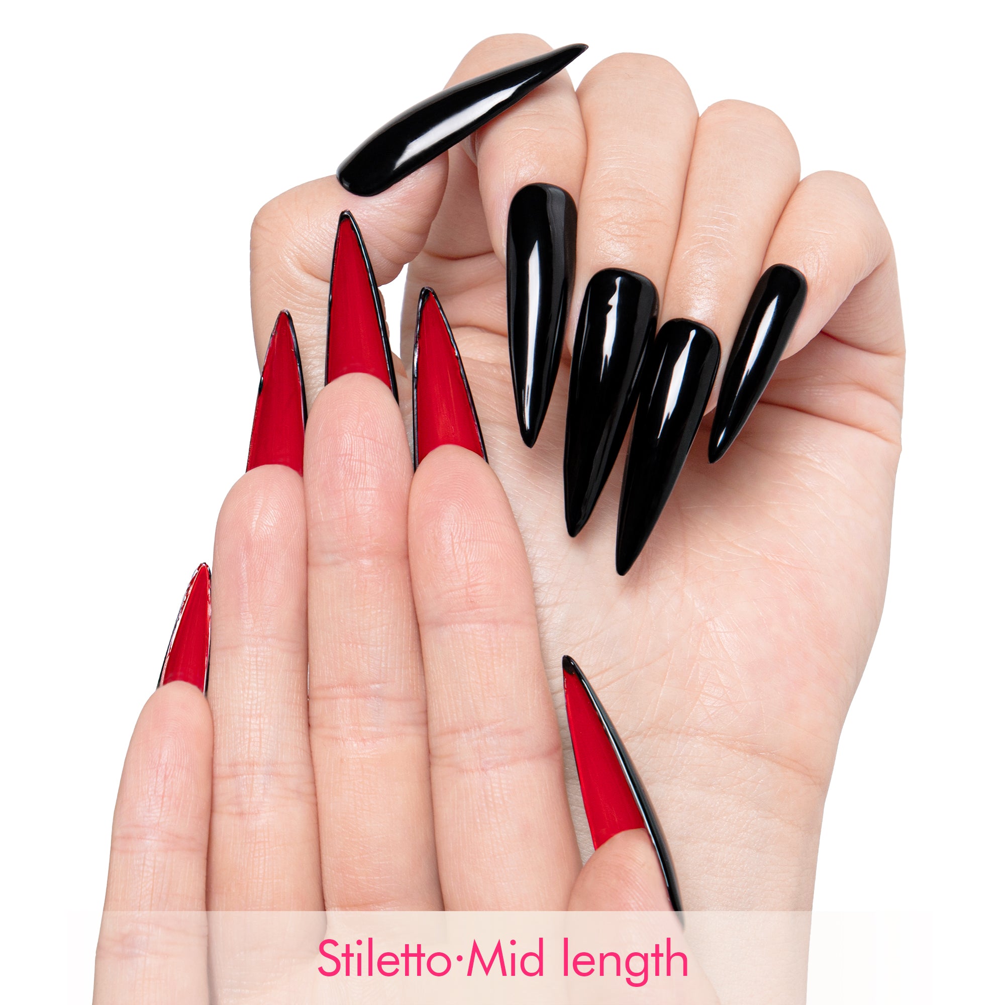 Red Sole Black and Red Handmade Nails H22