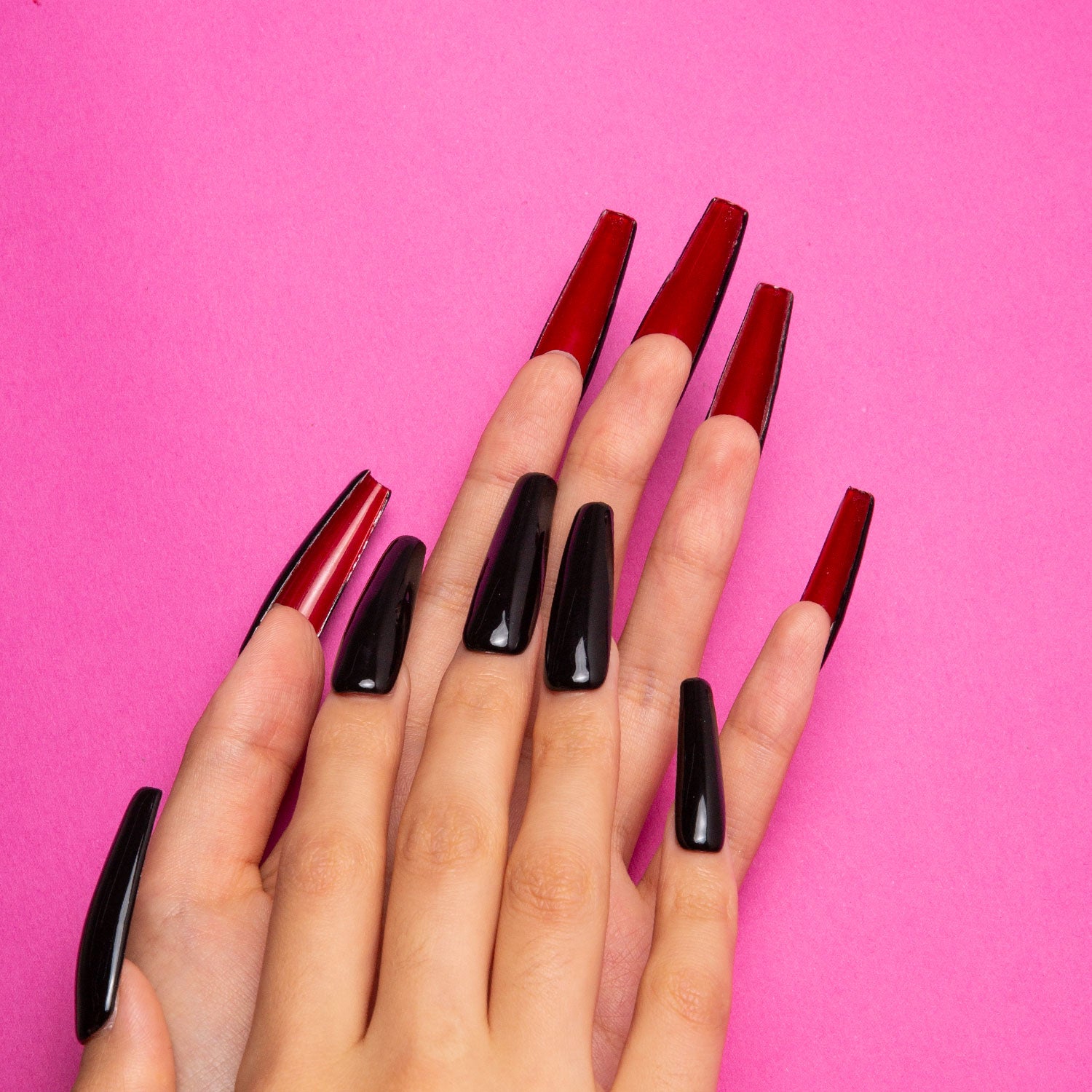 Red Sole Black and Red Press-On Nails, 24pcs set, chic and stylish nail design
