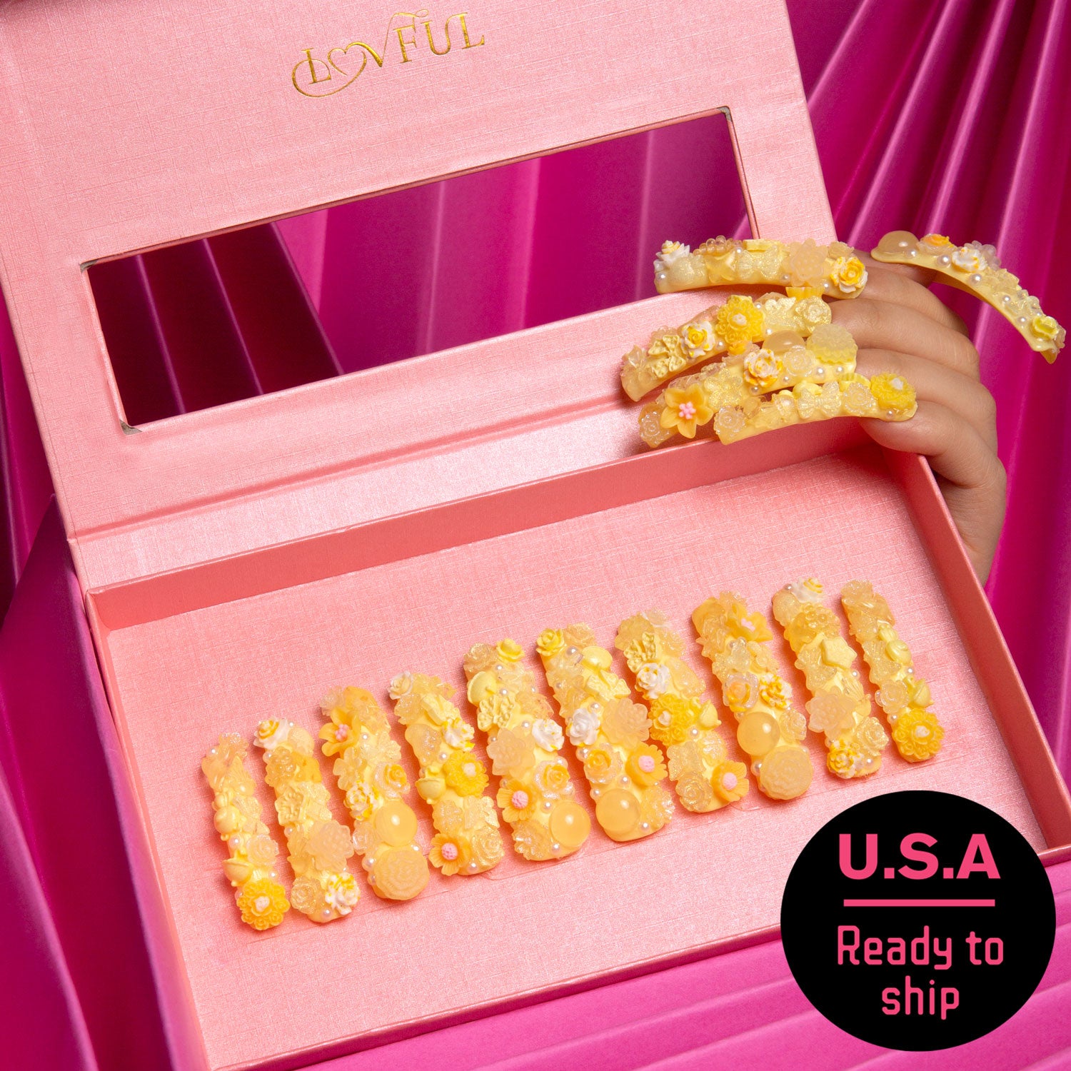 Glow Magic Yellow Handmade Curve Nails GLOW IN THE DARK H220 RTS