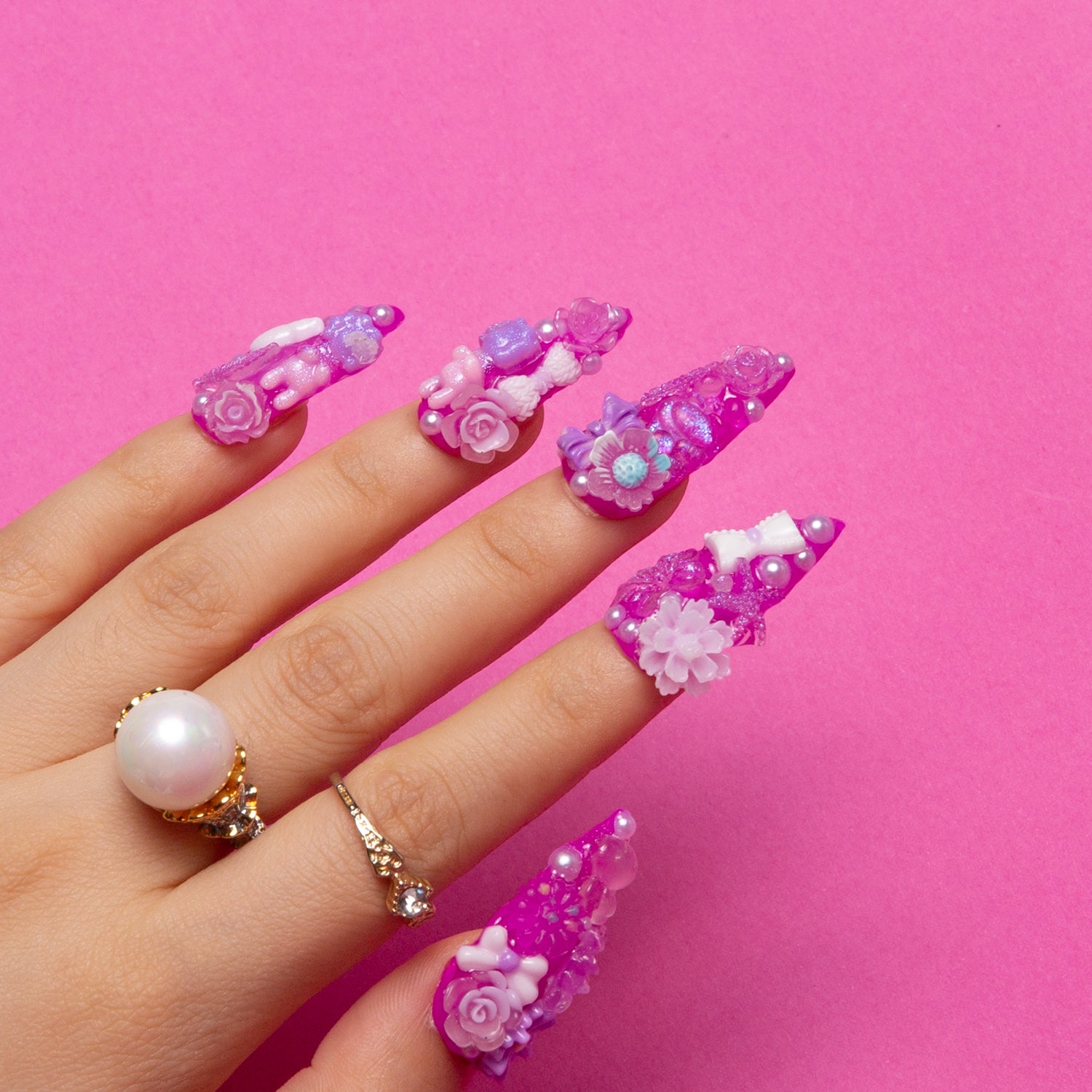 Purple Glow Magic Handmade Nails GLOW IN THE DARK 24pcs H221