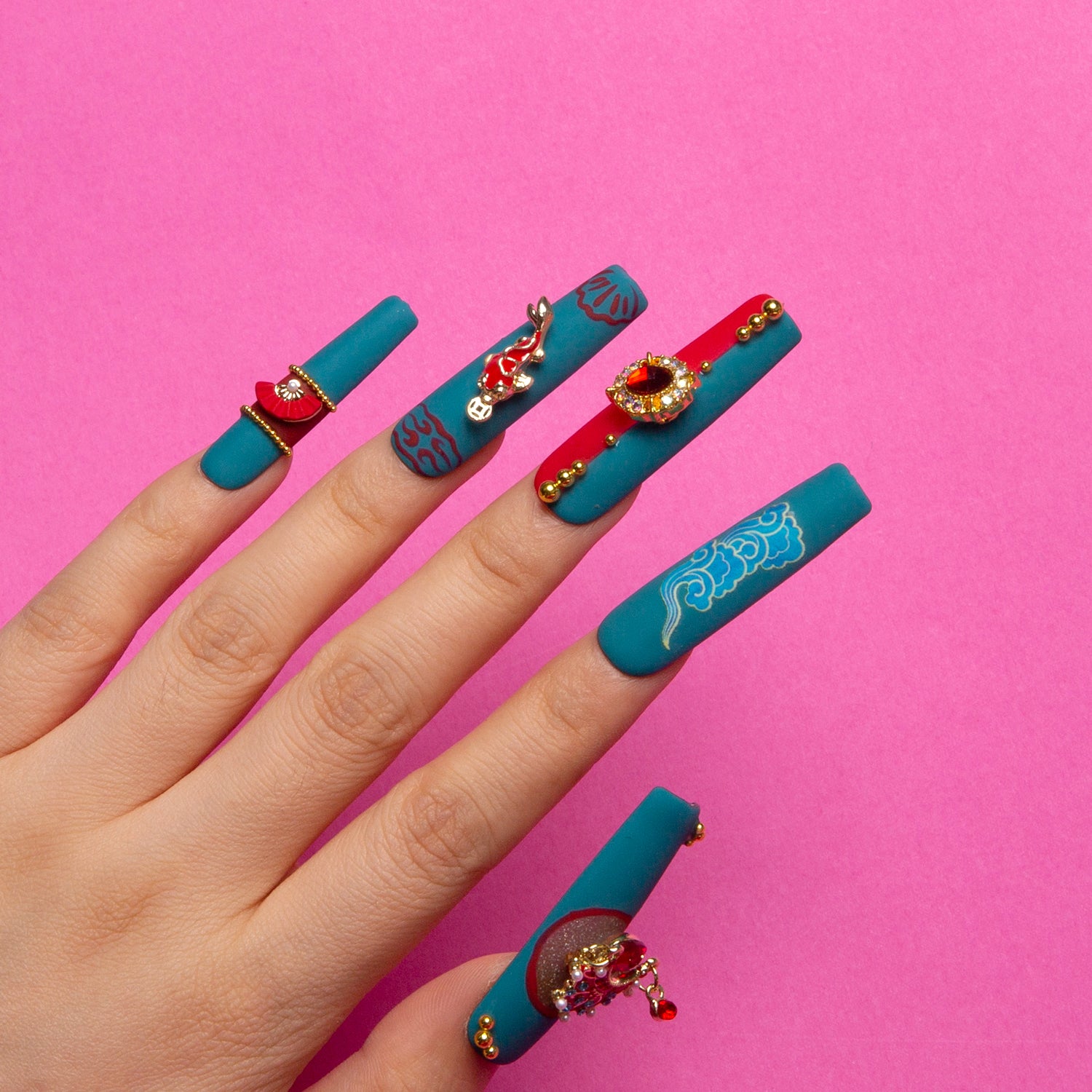 Flash Sale Oriental Dream Handmade Square Nails H227 RTS