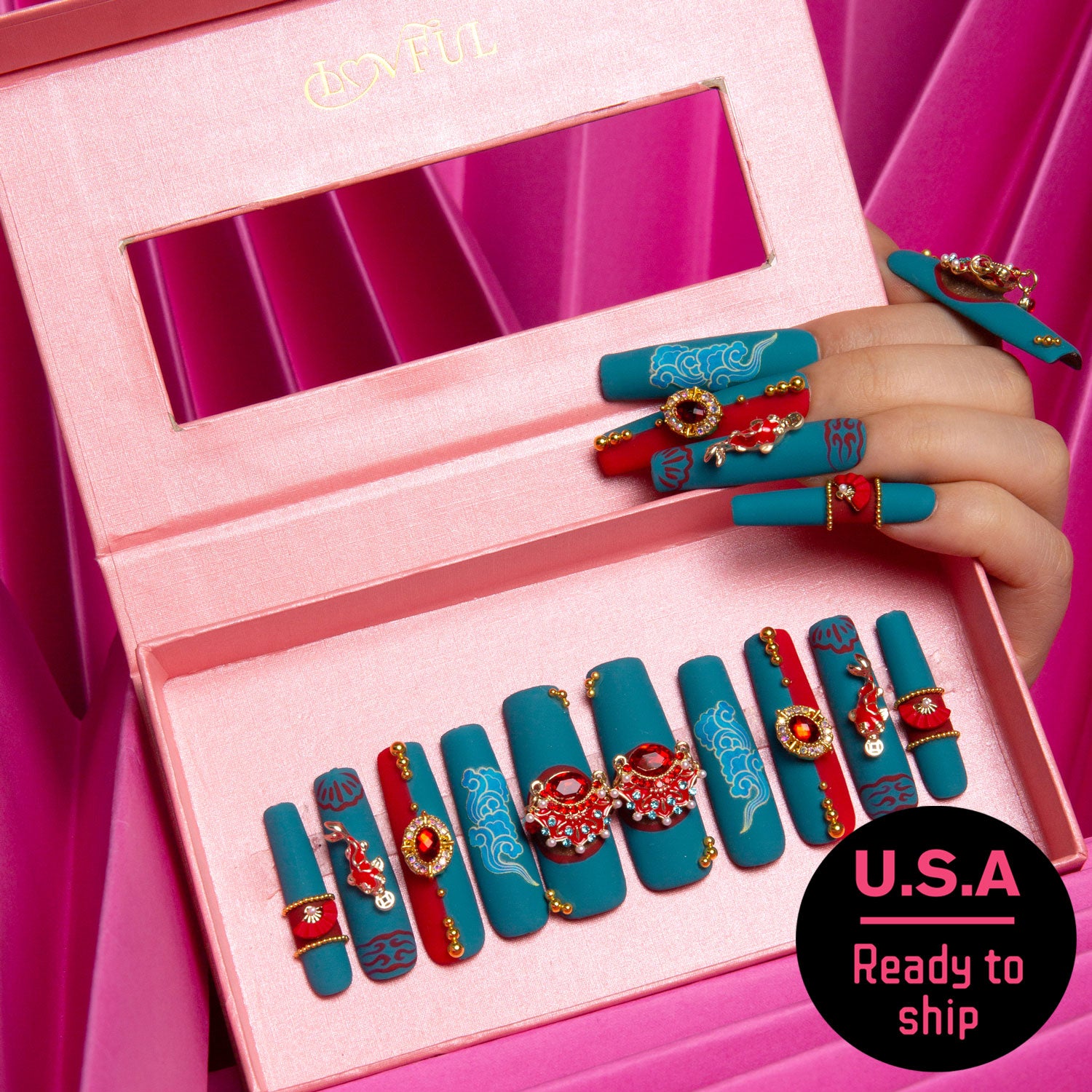 Flash Sale Oriental Dream Handmade Square Nails H227 RTS