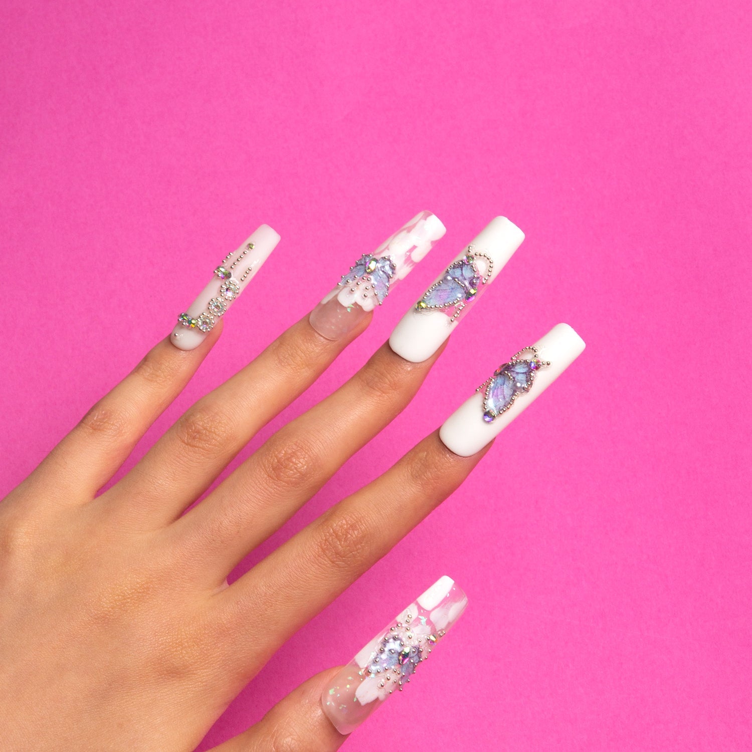 Holly Blue Handmade Square Nails H23 RTS