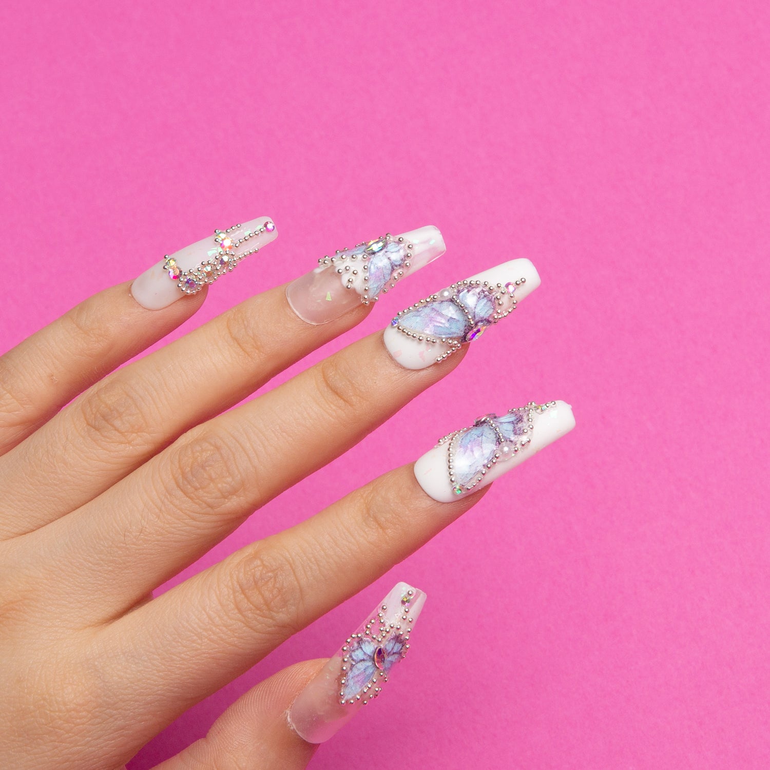 Holly Blue Handmade Coffin Nails H23 RTS