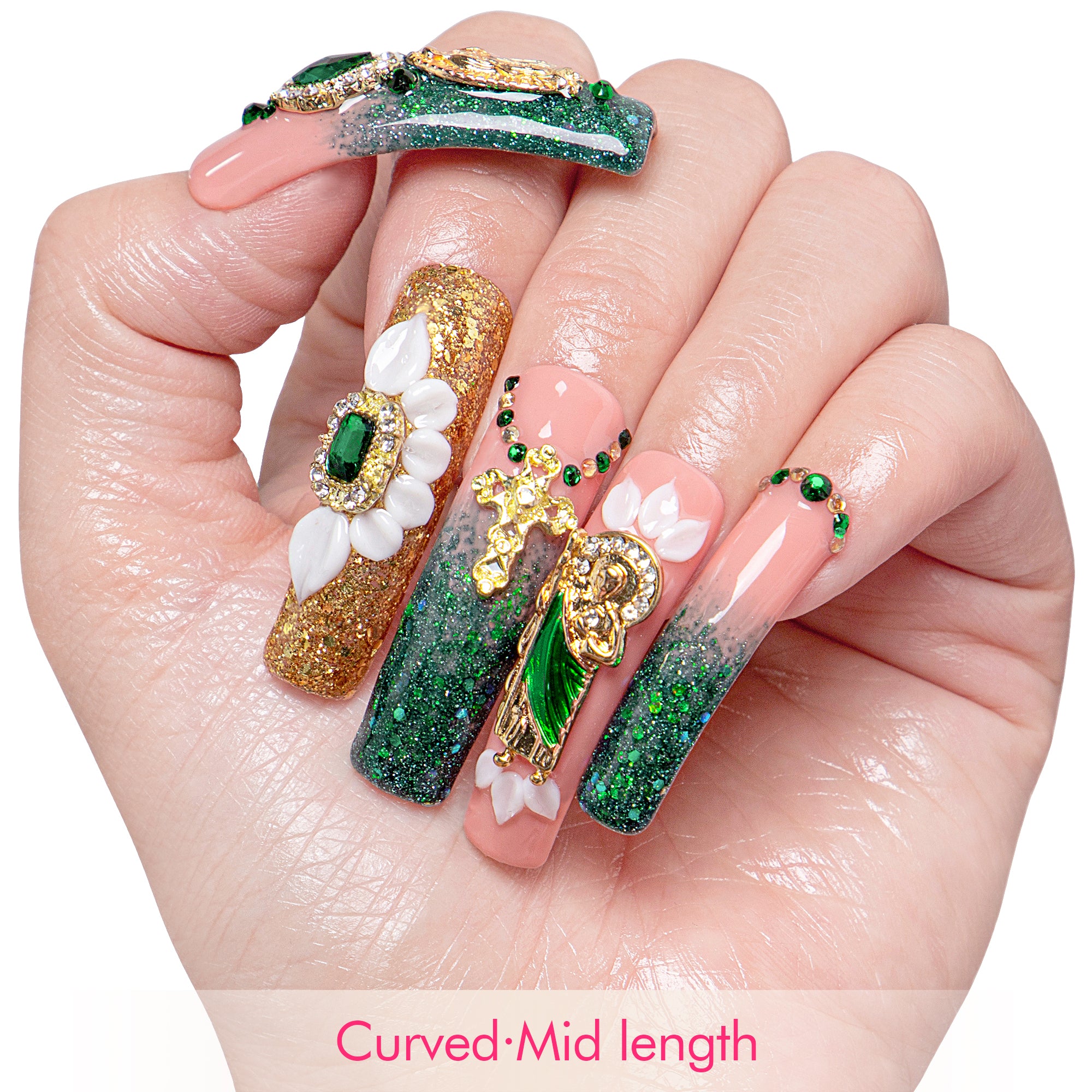 Green Enamel Handmade Nails H235