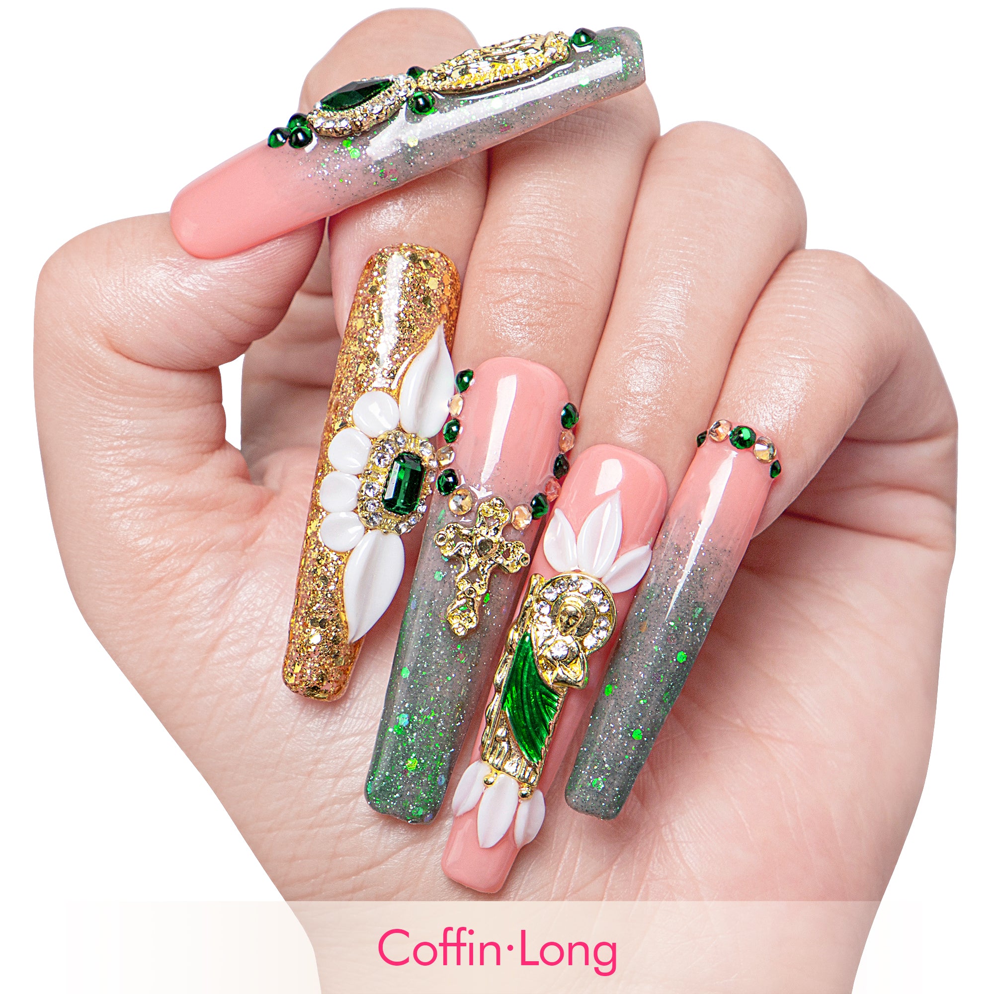 Green Enamel Handmade Nails H235