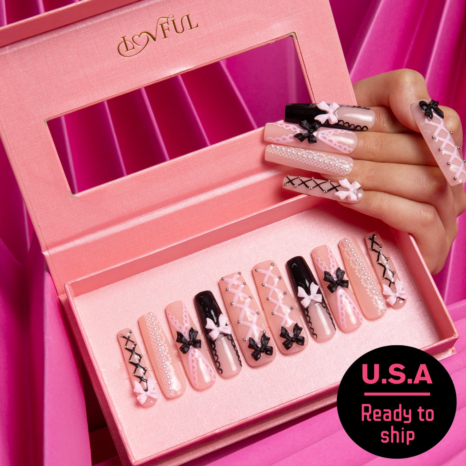 Ballerina Handmade Square Nails H237 RTS