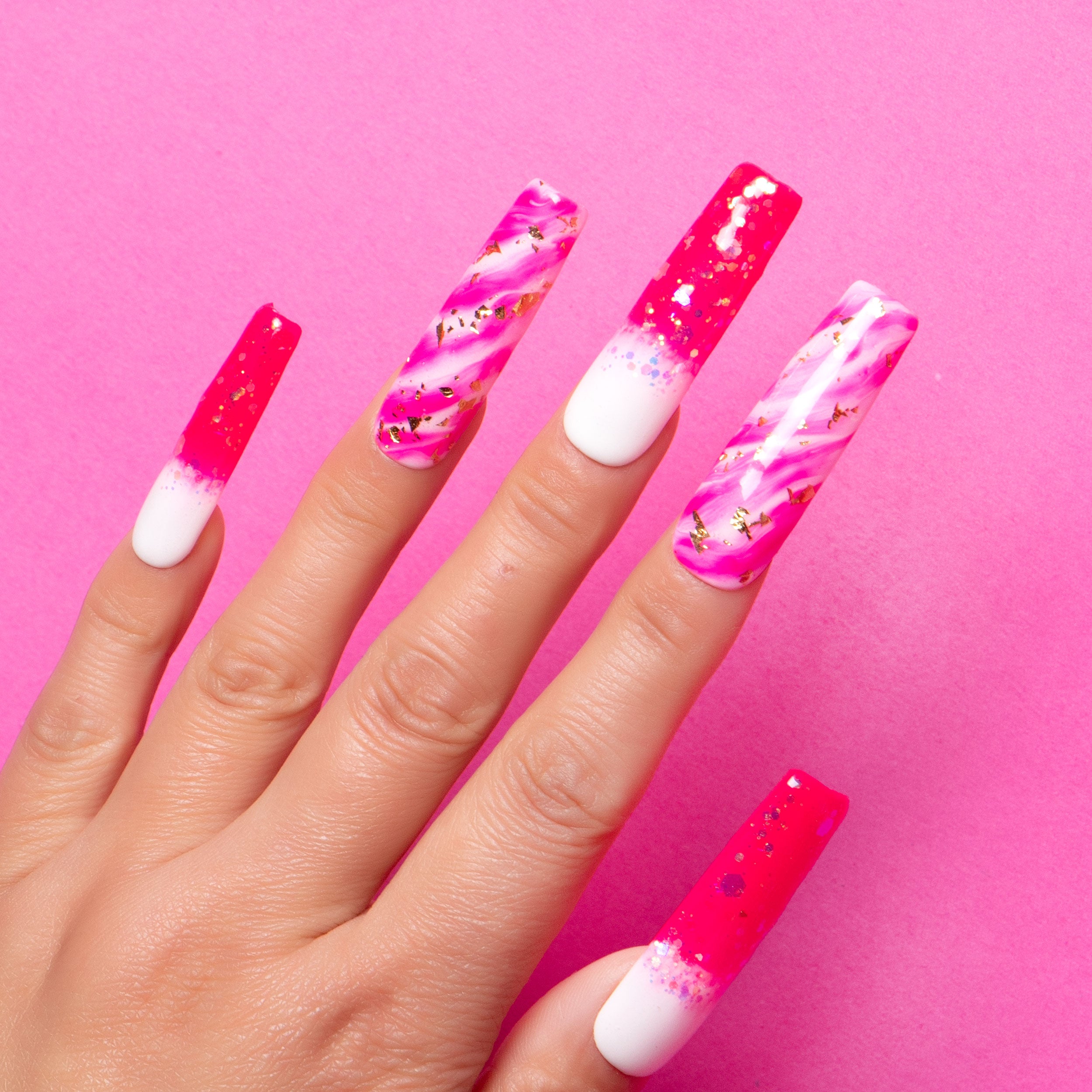 Hot Pink Gradient Press-on Nails - Light in Heart Collection