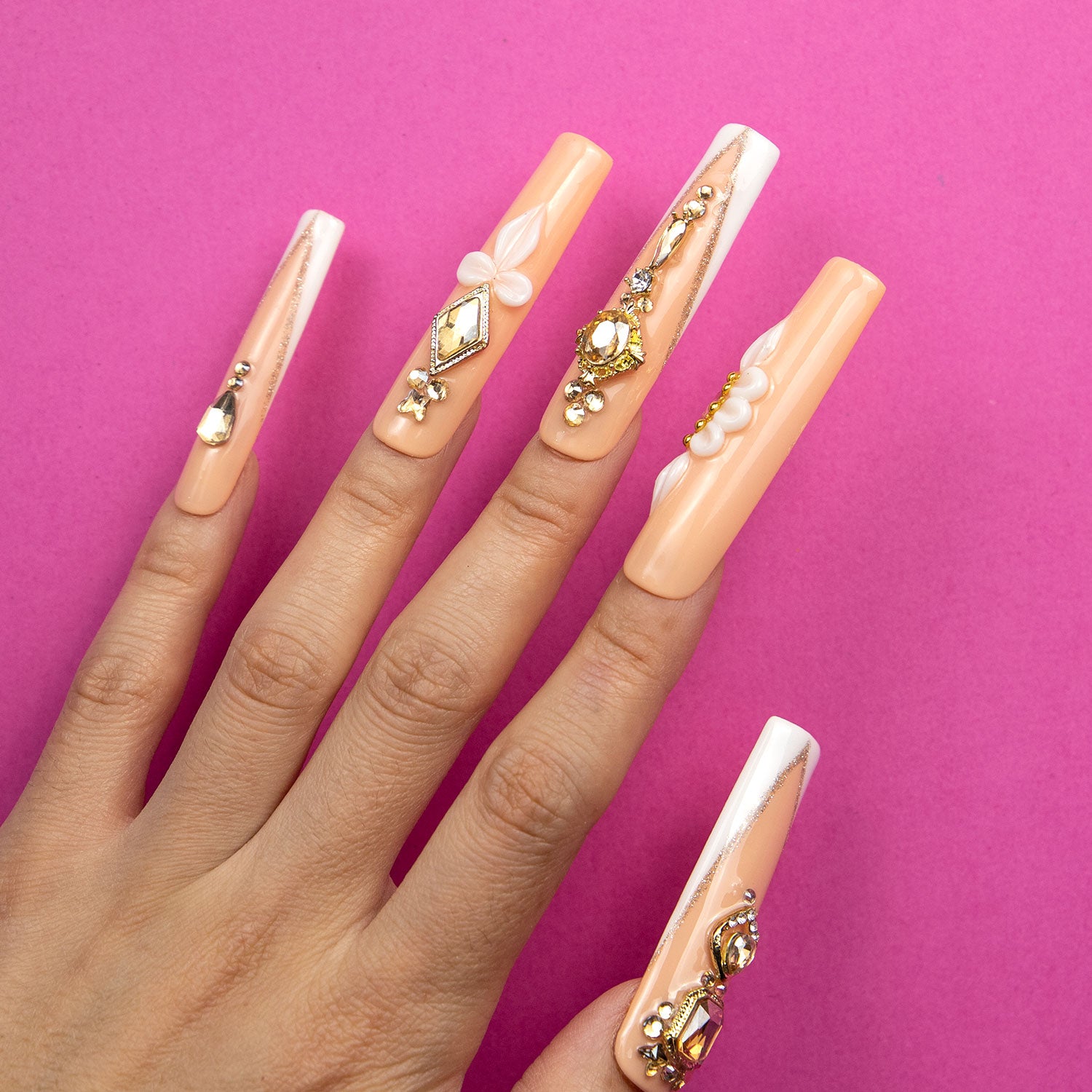 White Jasmine Handmade Nails 24pcs H241
