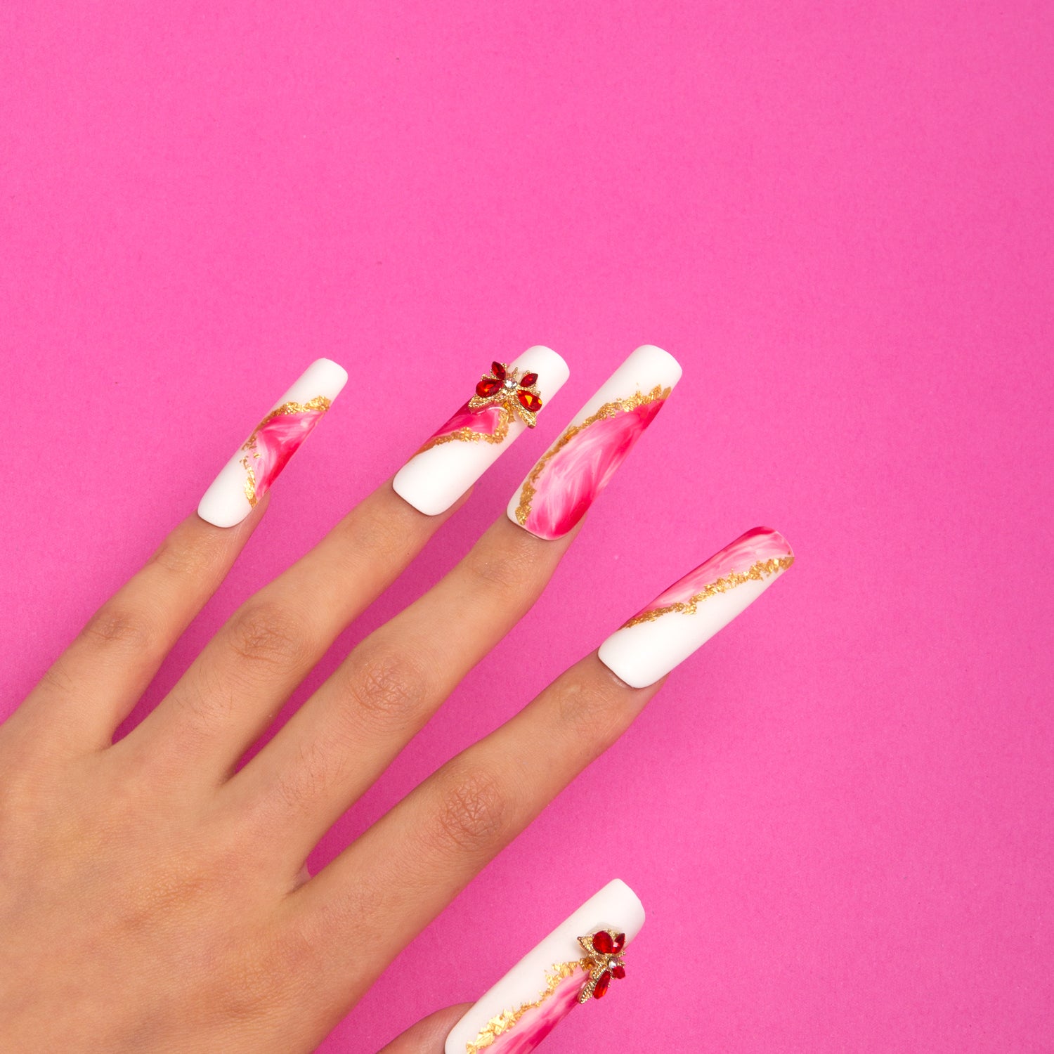 Into The Pink Handmade Square Nails H243 RTS