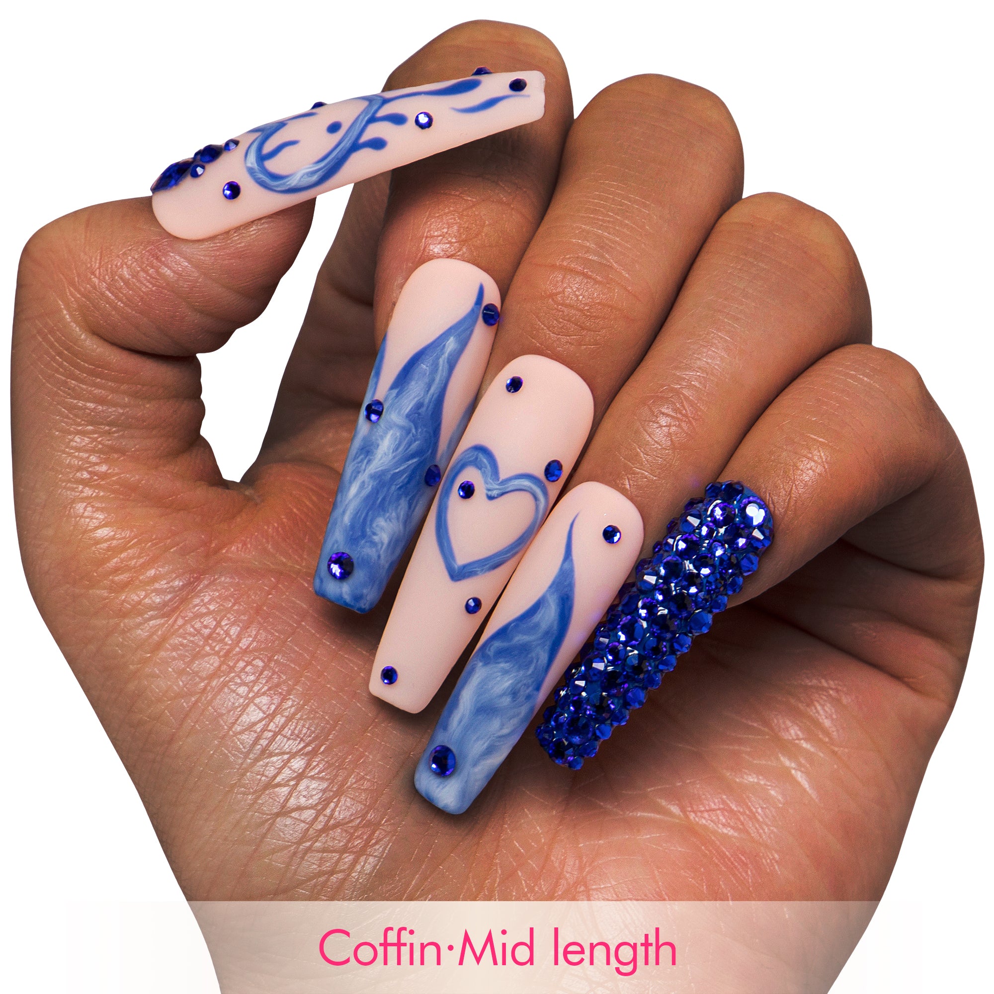 Sapphire Romance Handmade Nails H249