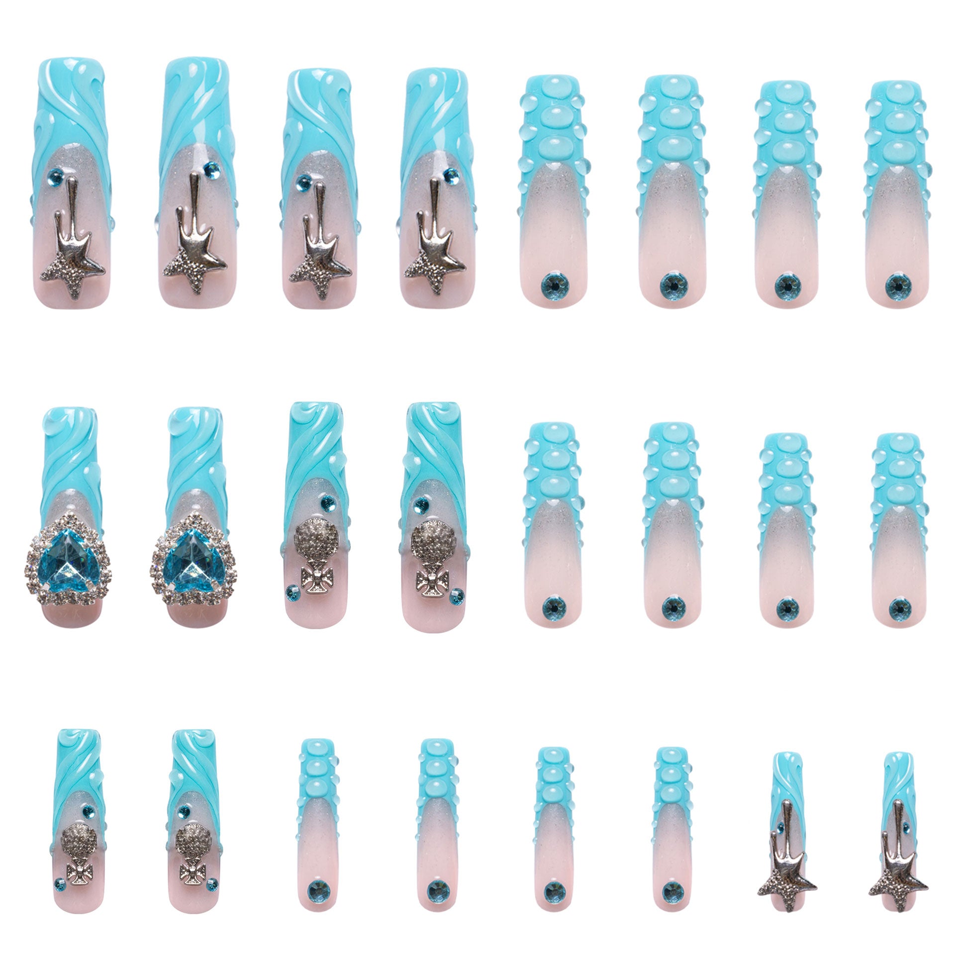 The Heart of the Ocean Handmade Nails 24pcs H254