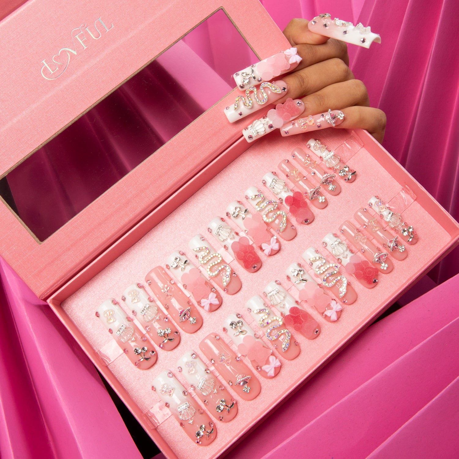 Gummy Bear Glam Press On Nails by Lovful. Sweet and playful nail design