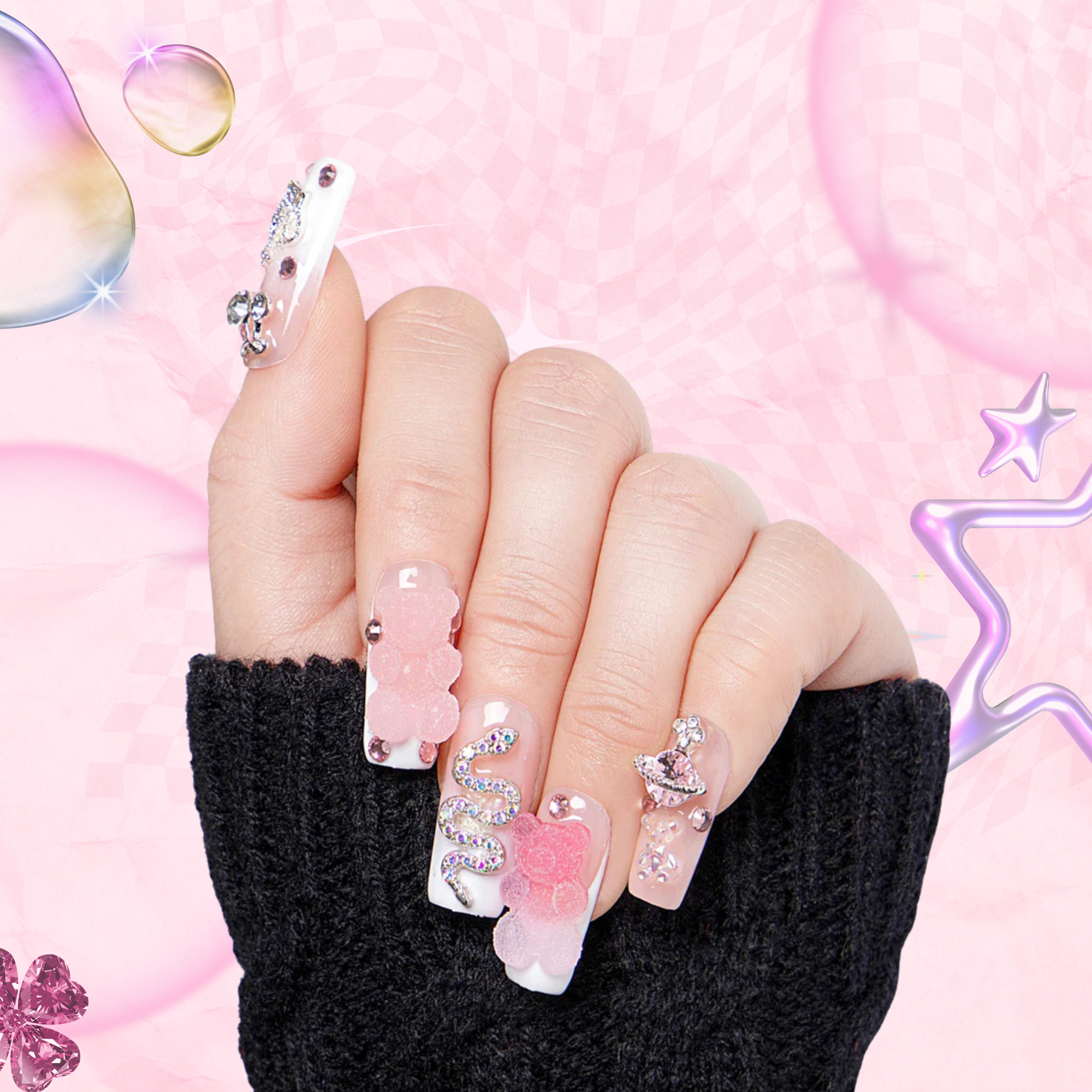 Gummy Bear Glam Handmade Nails H26