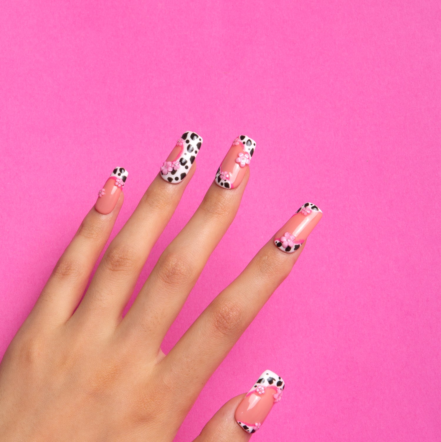 Cowgirl Pink Handmade Square Nails H268 RTS