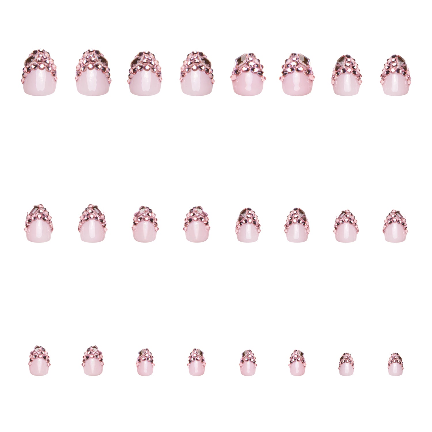 Pink French Tip Rhinestone Press-on Nails