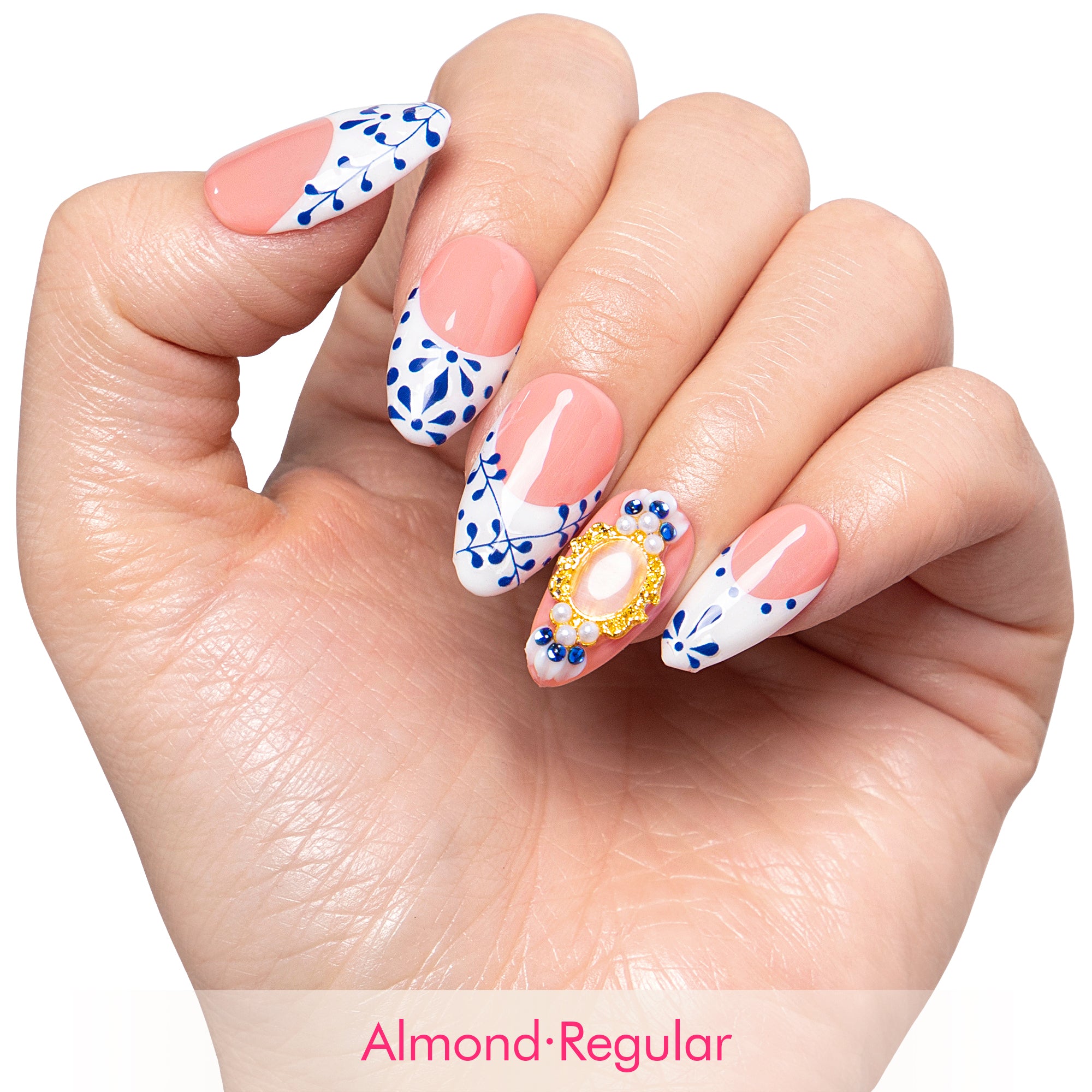 Porcelain Blue Handmade Nails H273