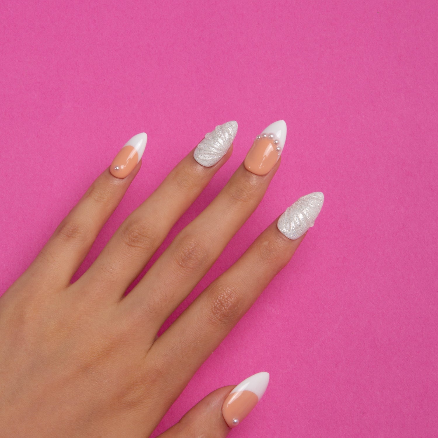 As Angel French Tip Handmade Almond Nails H275 RTS