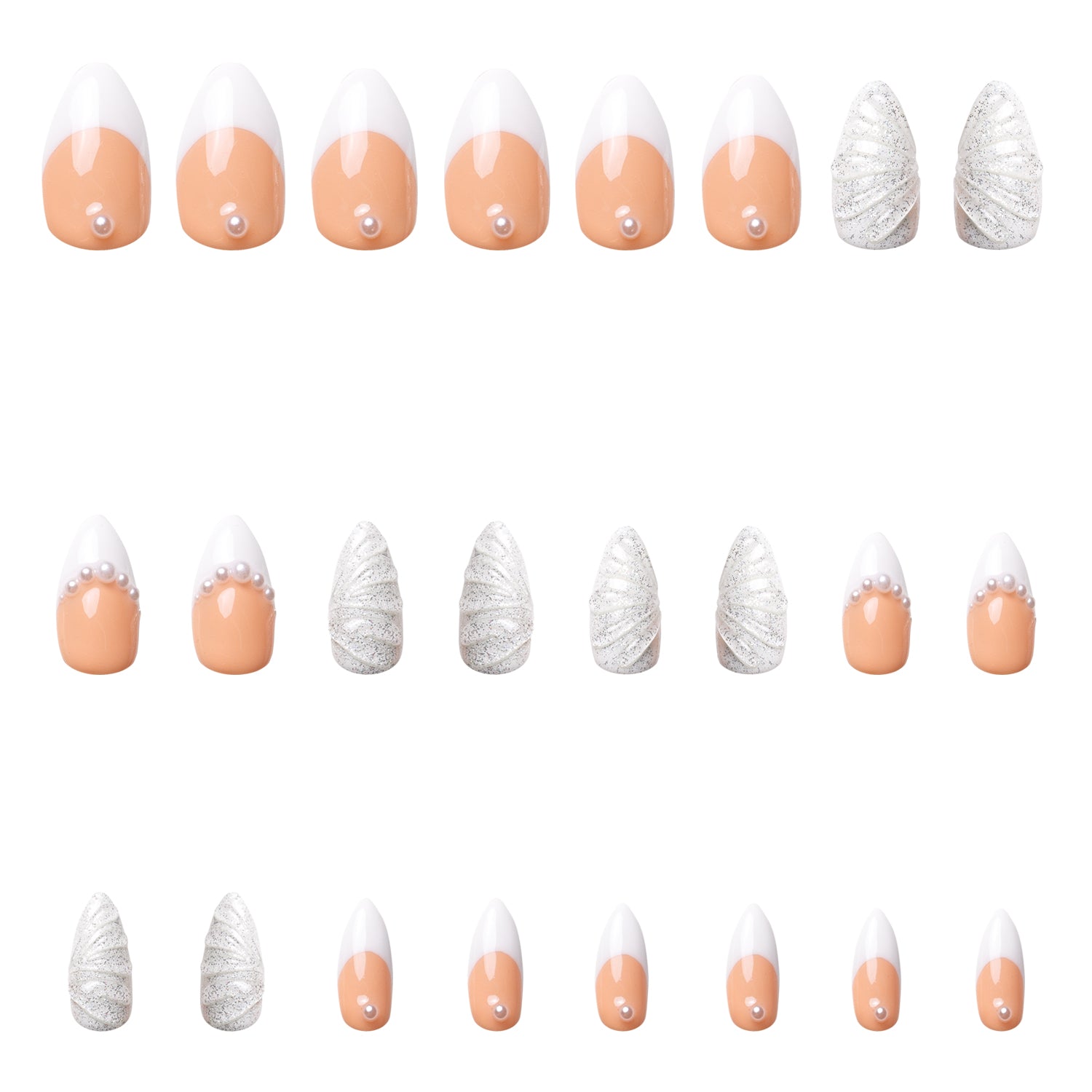 As Angel French Tip Handmade Nails 24pcs H275