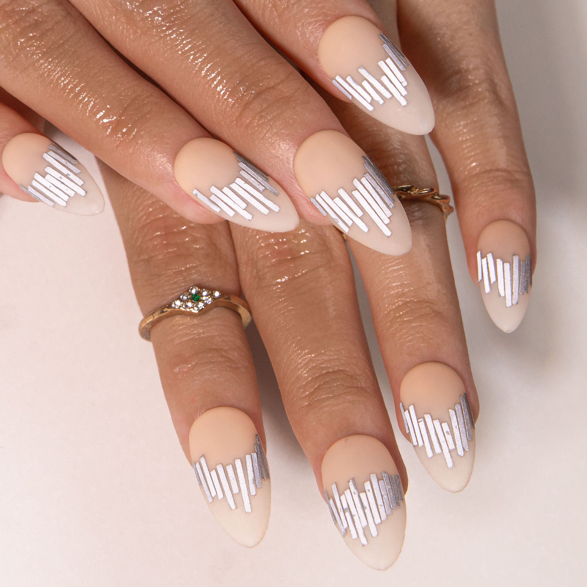 Rhythm Field Reflective Strip Handmade Almond Nails H288 RTS