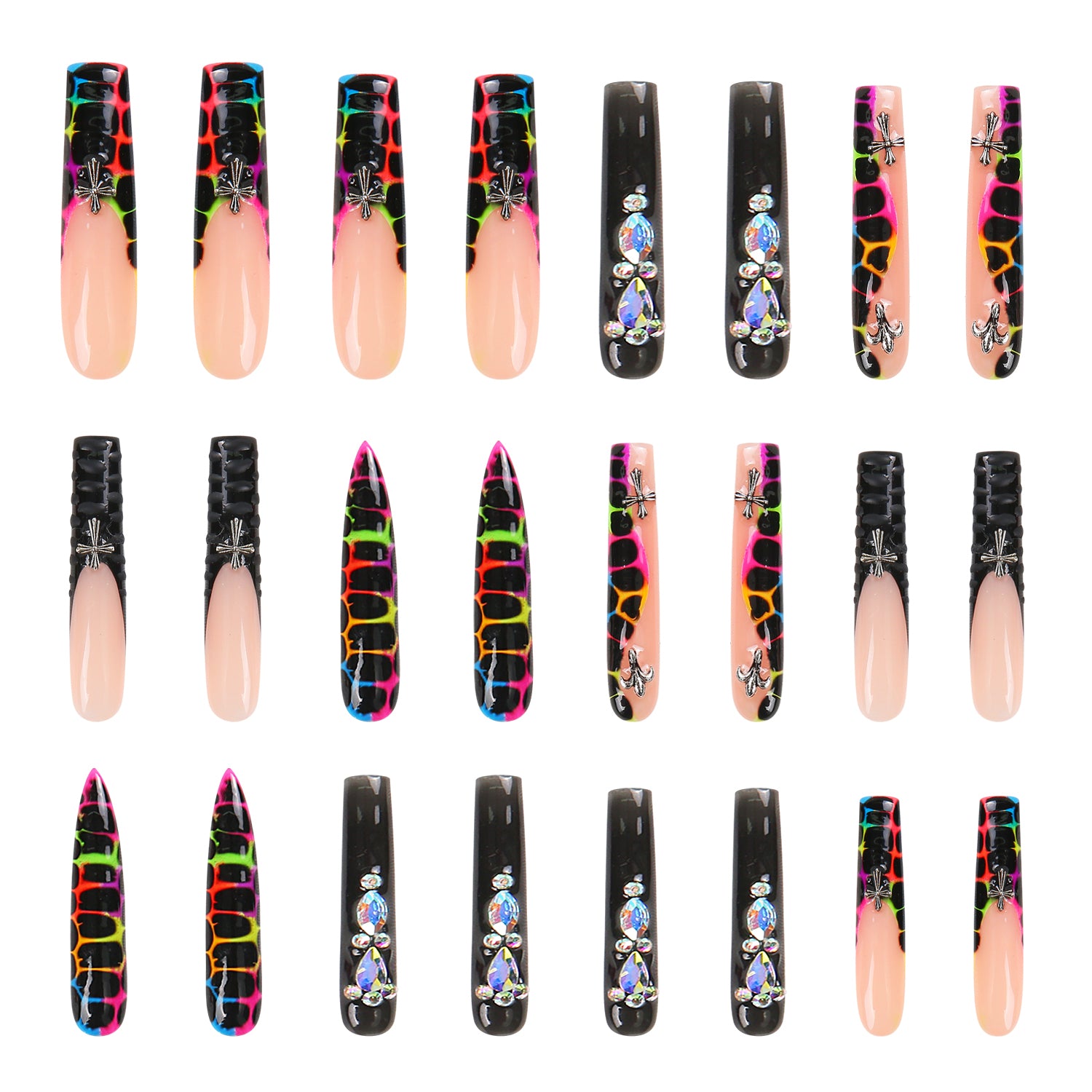 Young Forever Black Handmade Nails 24pcs H28