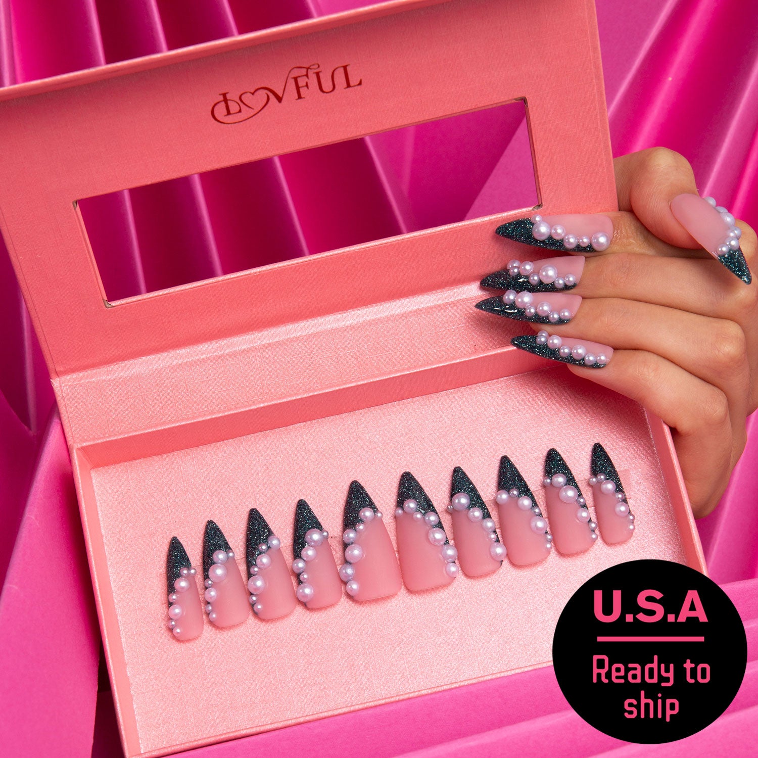 Moon Shadow Handmade Stiletto Nails H292 RTS
