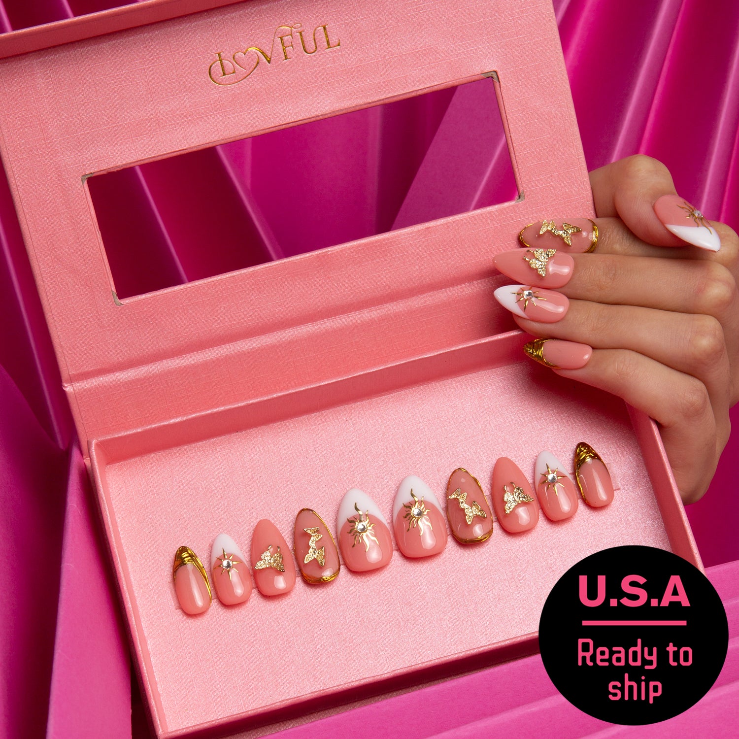 Queen's Gambit Handmade Almond Nails H293 RTS