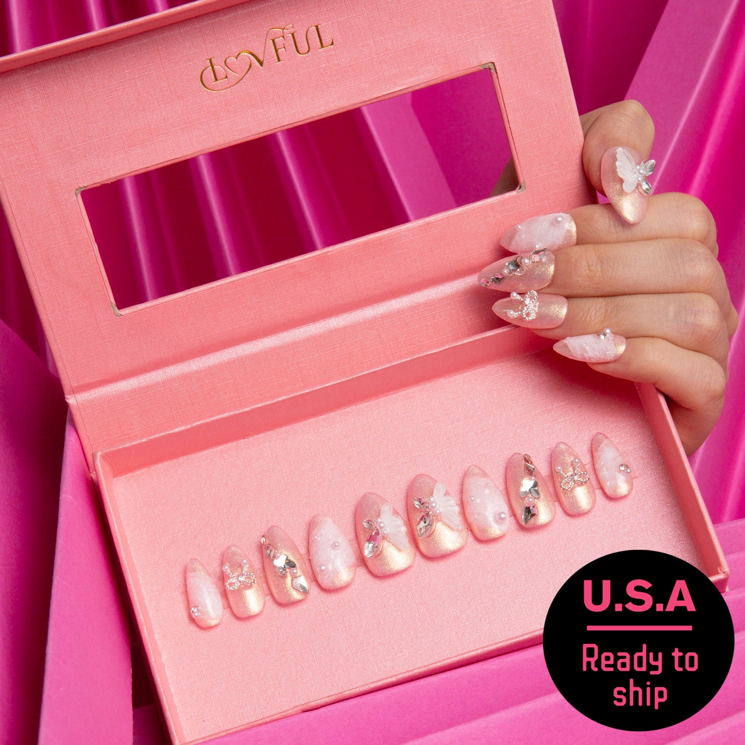 Sweet Swing Handmade Almond Nails H295 RTS