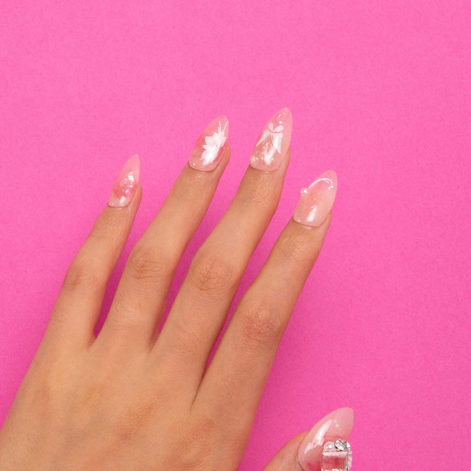 Love is in the air Handmade Almond Nails H296 RTS