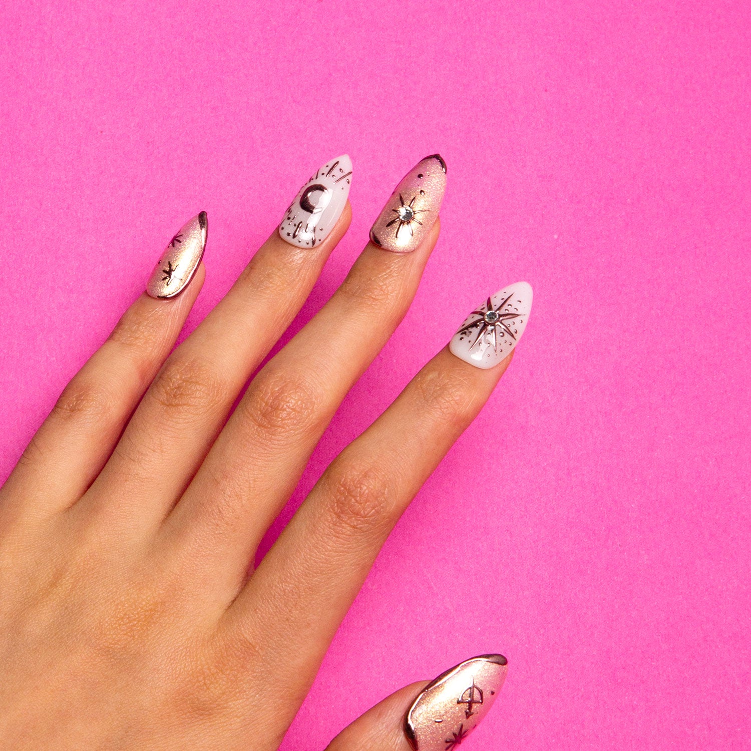 Gilded Sunset Handmade Nails 24pcs H298