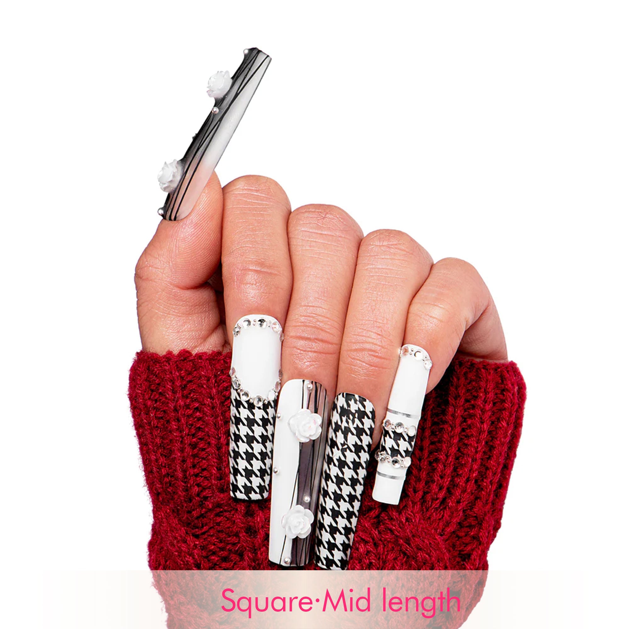Houndstooth Handmade Nails H30