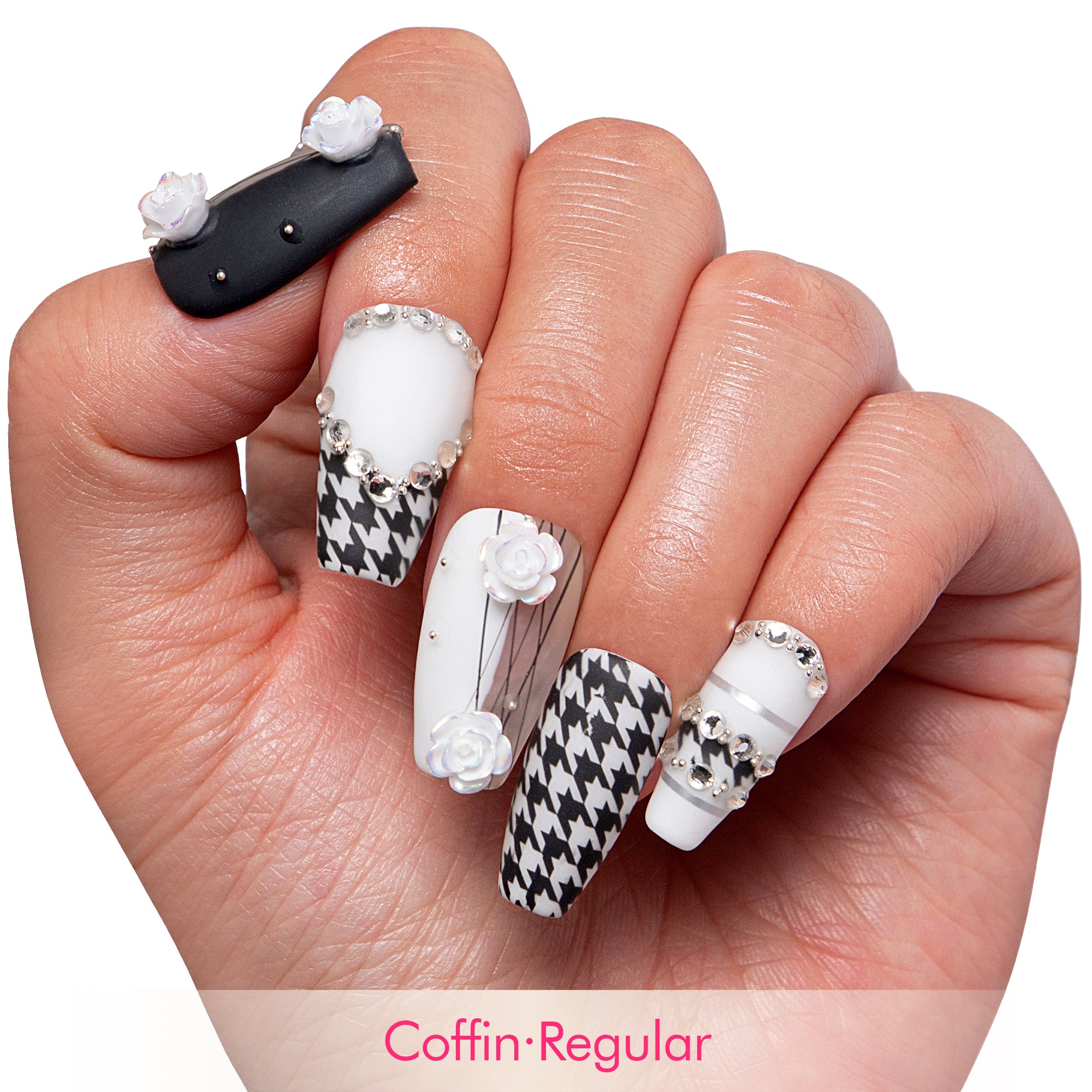 Houndstooth Handmade Nails H30