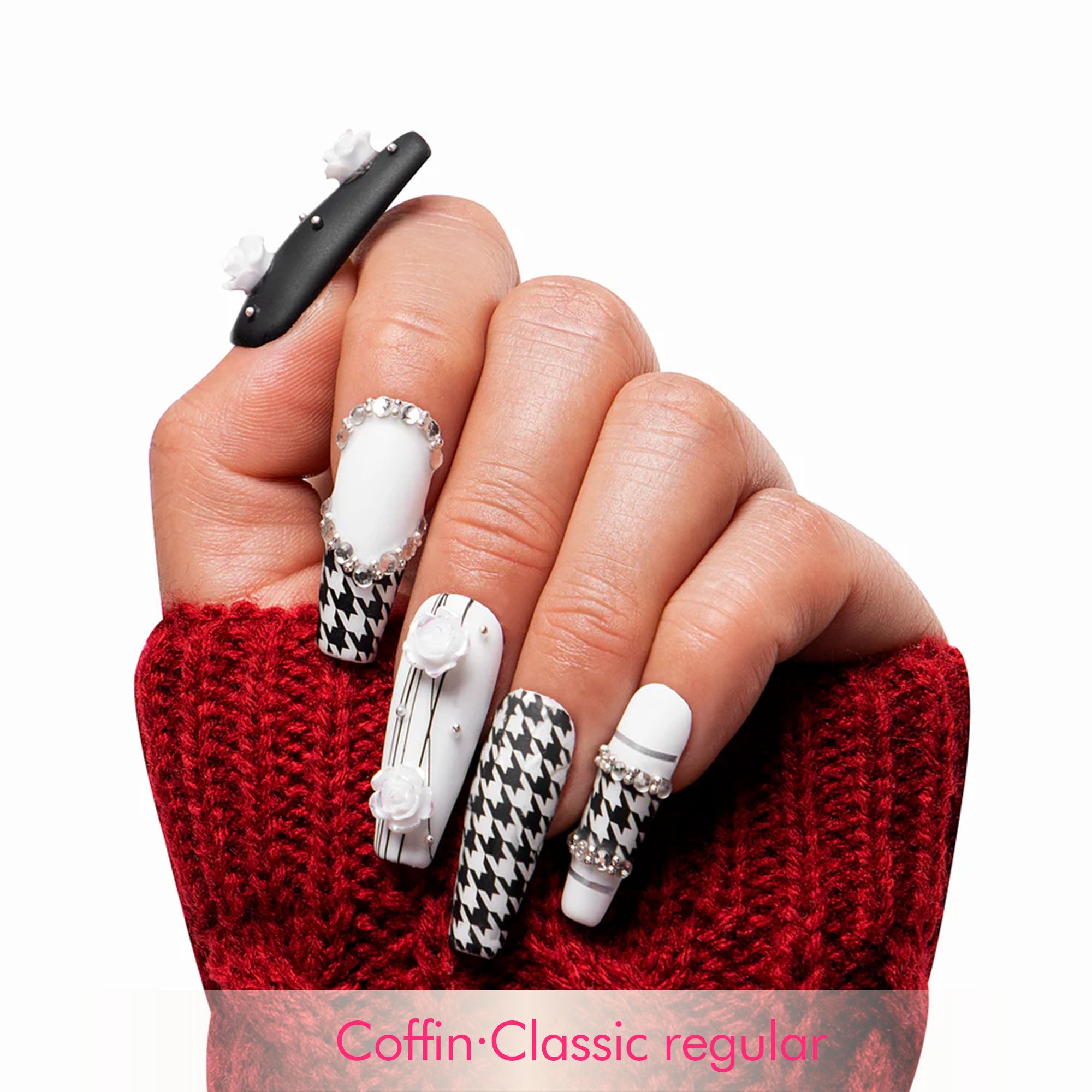 Houndstooth Handmade Nails H30