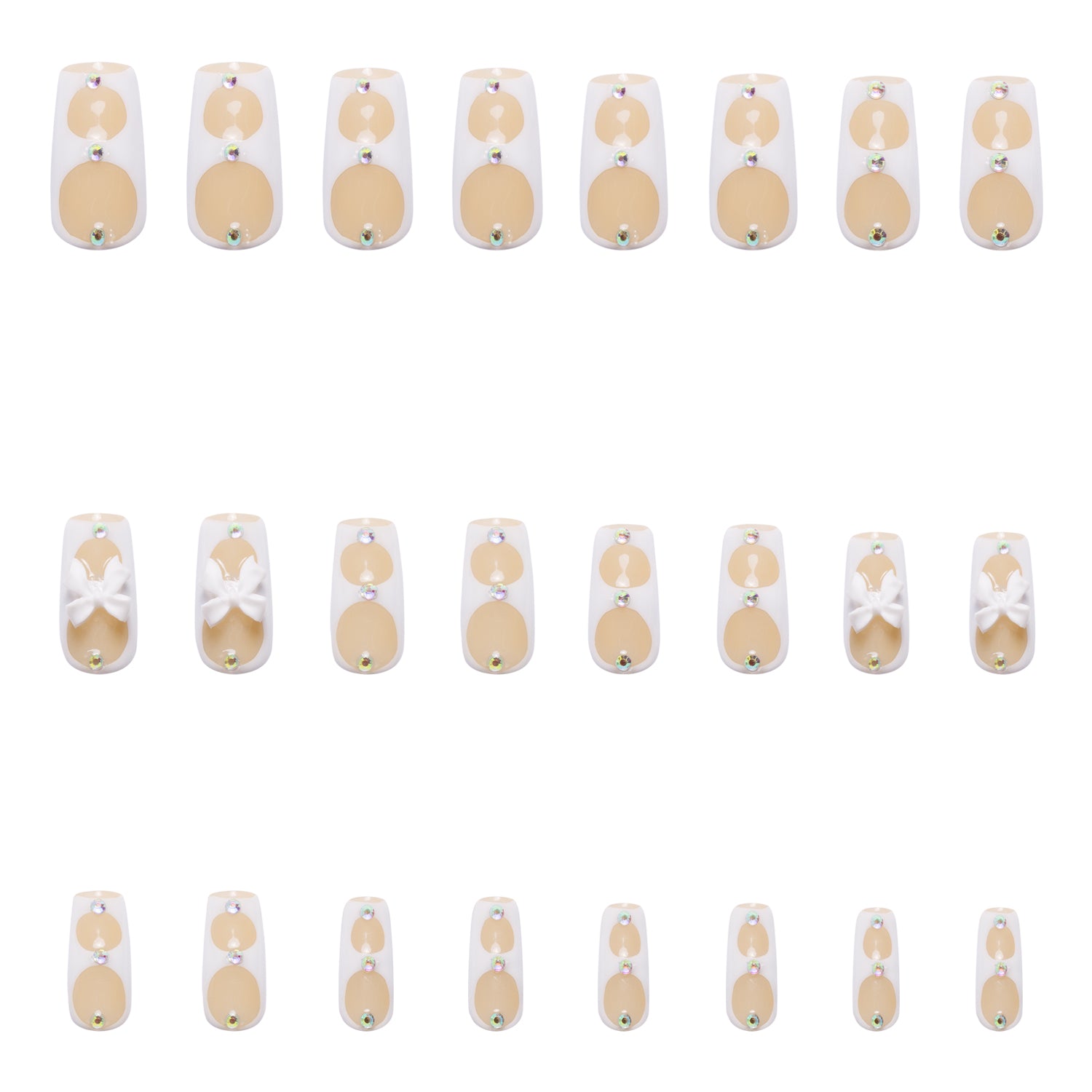 White Gladiator Handmade Nails 24pcs H301