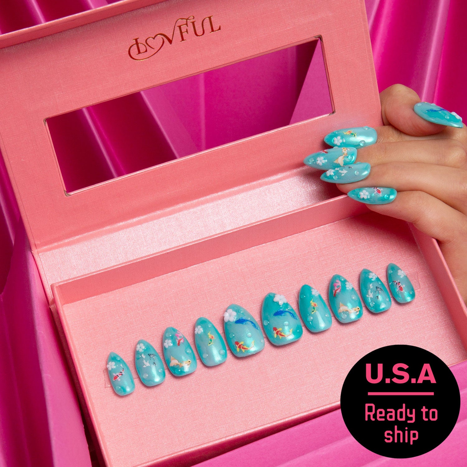 Wishing Fountain Handmade Almond Nails H307 RTS